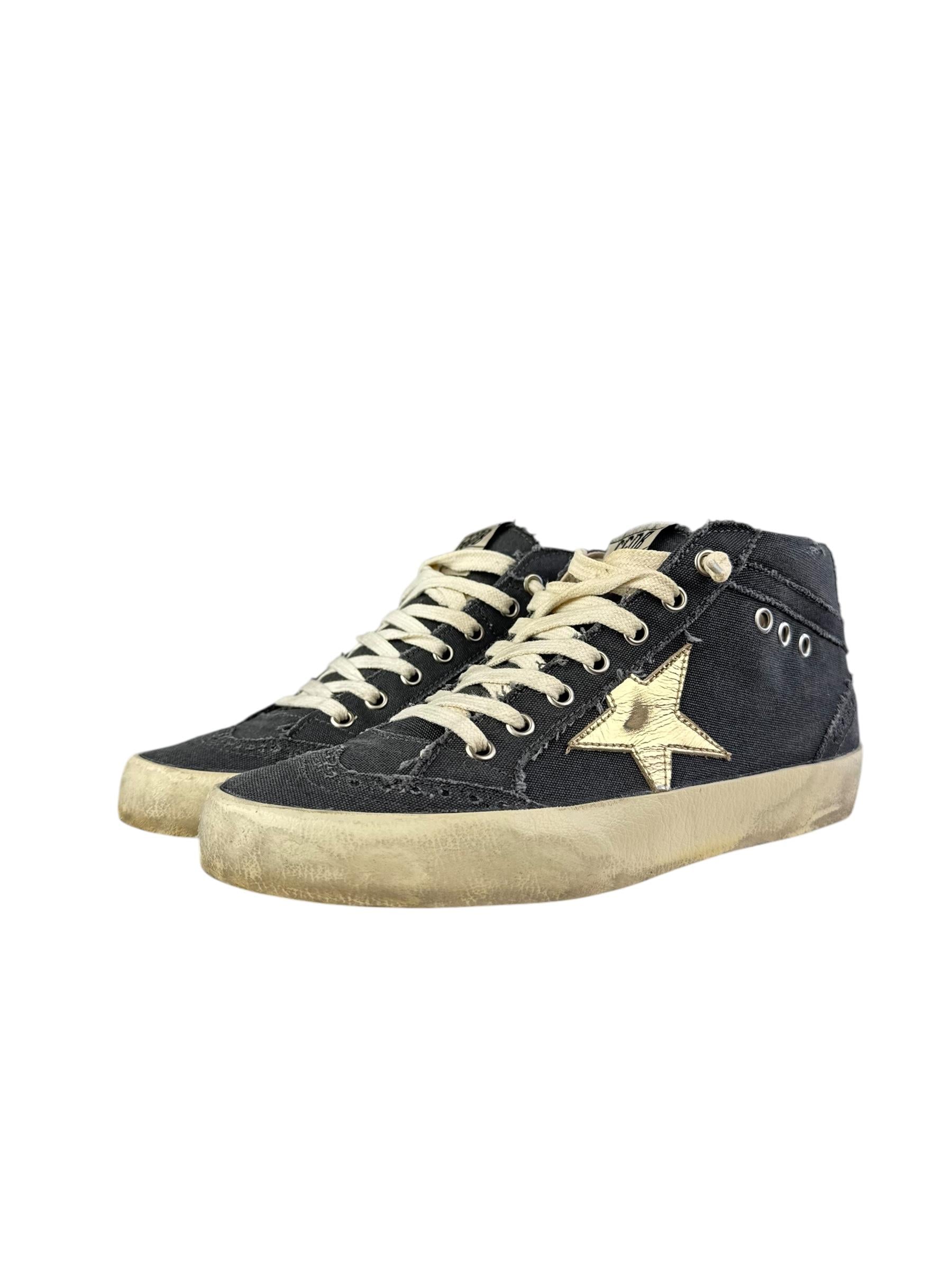 GOLDEN GOOSE MID STAR DENIM SNEAKERS