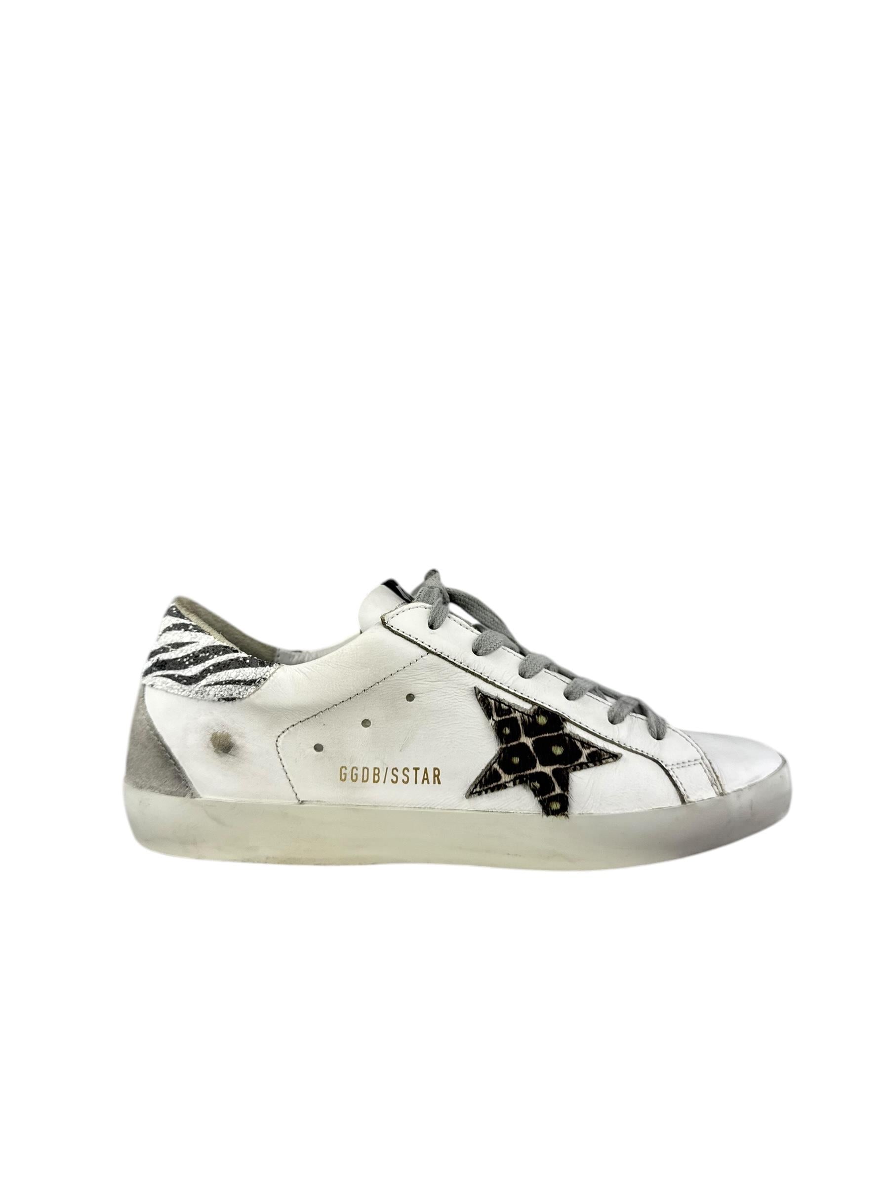 GOLDEN GOOSE WHITE LEO SUPER STAR SNEAKERS