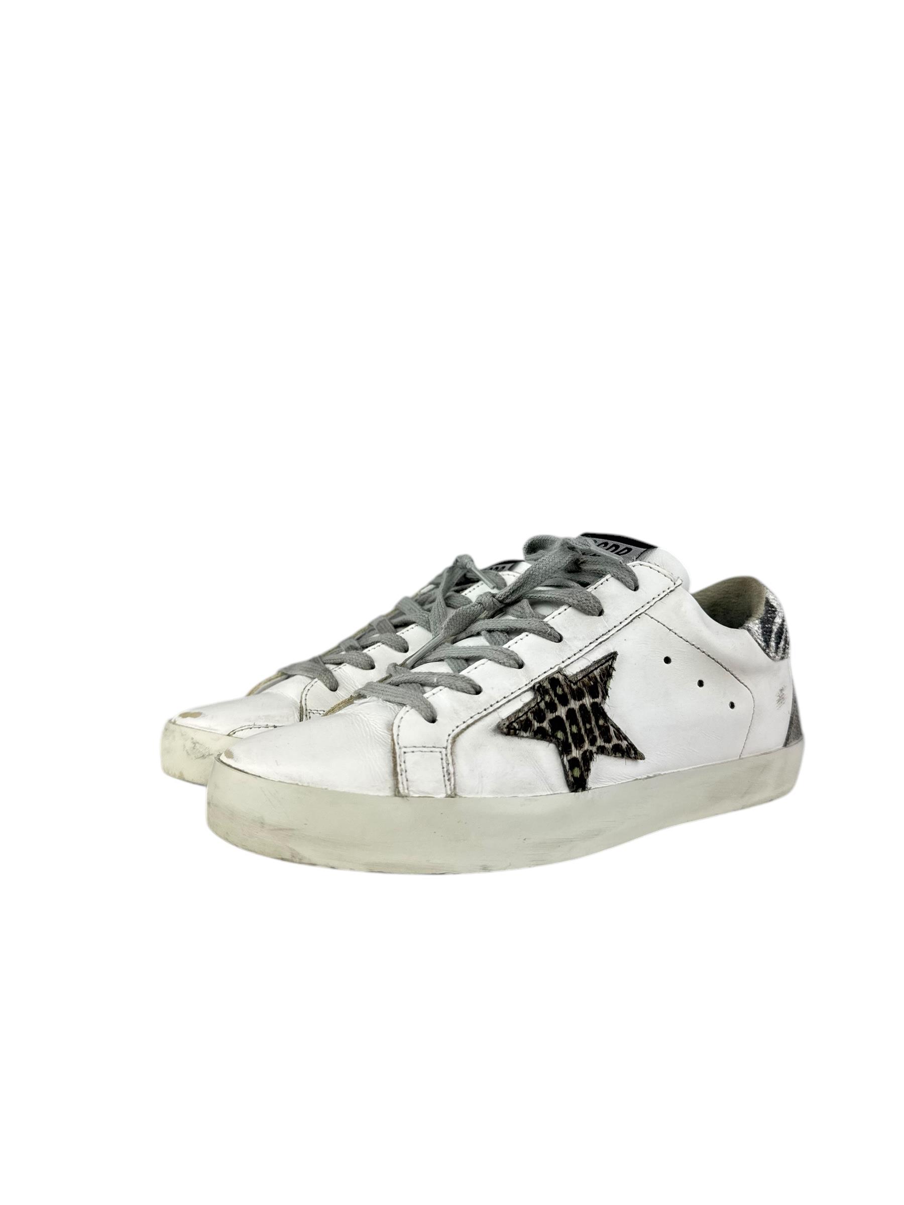GOLDEN GOOSE WHITE LEO SUPER STAR SNEAKERS