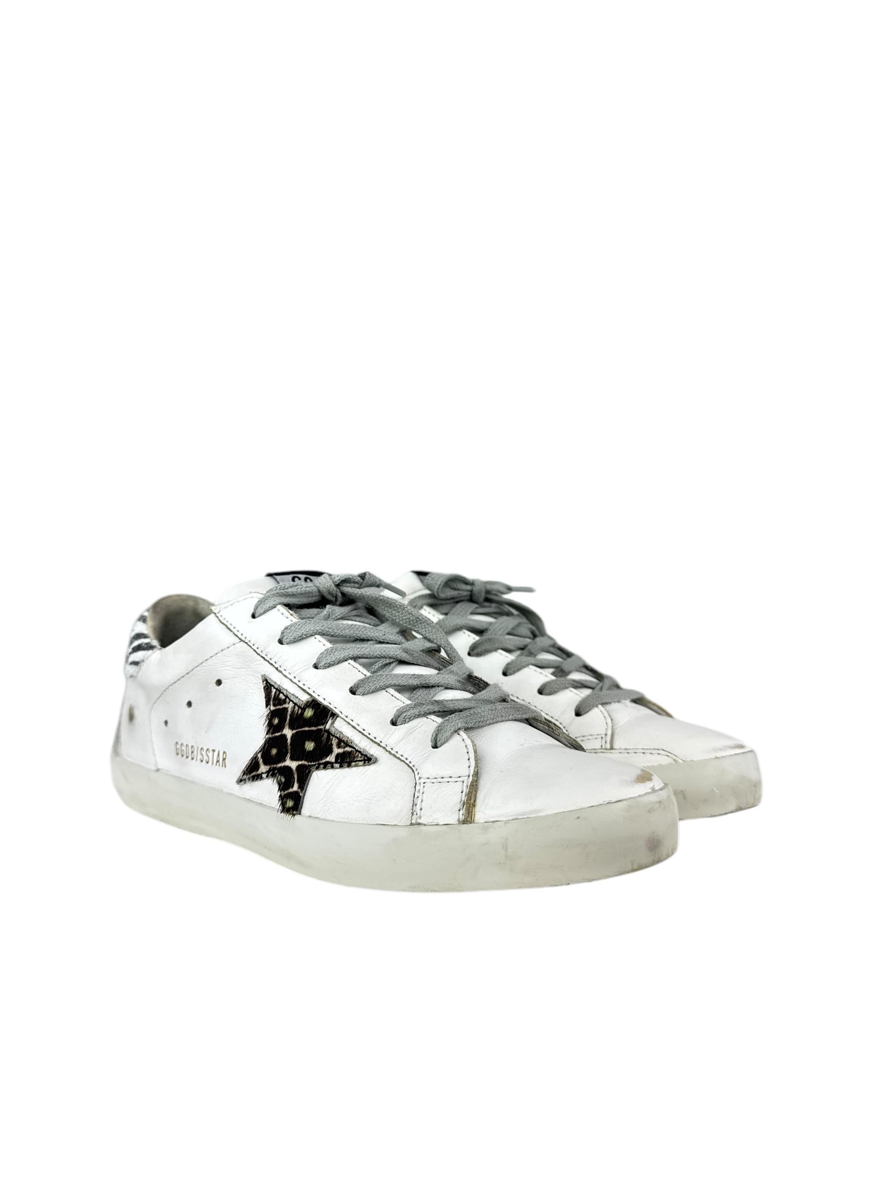 GOLDEN GOOSE WHITE LEO SUPER STAR SNEAKERS