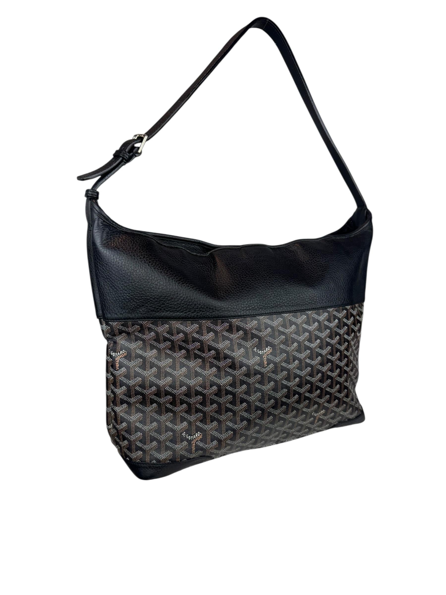 GOYARD BLACK CHEVRON PRINTED GRENADINE HOBO BAG