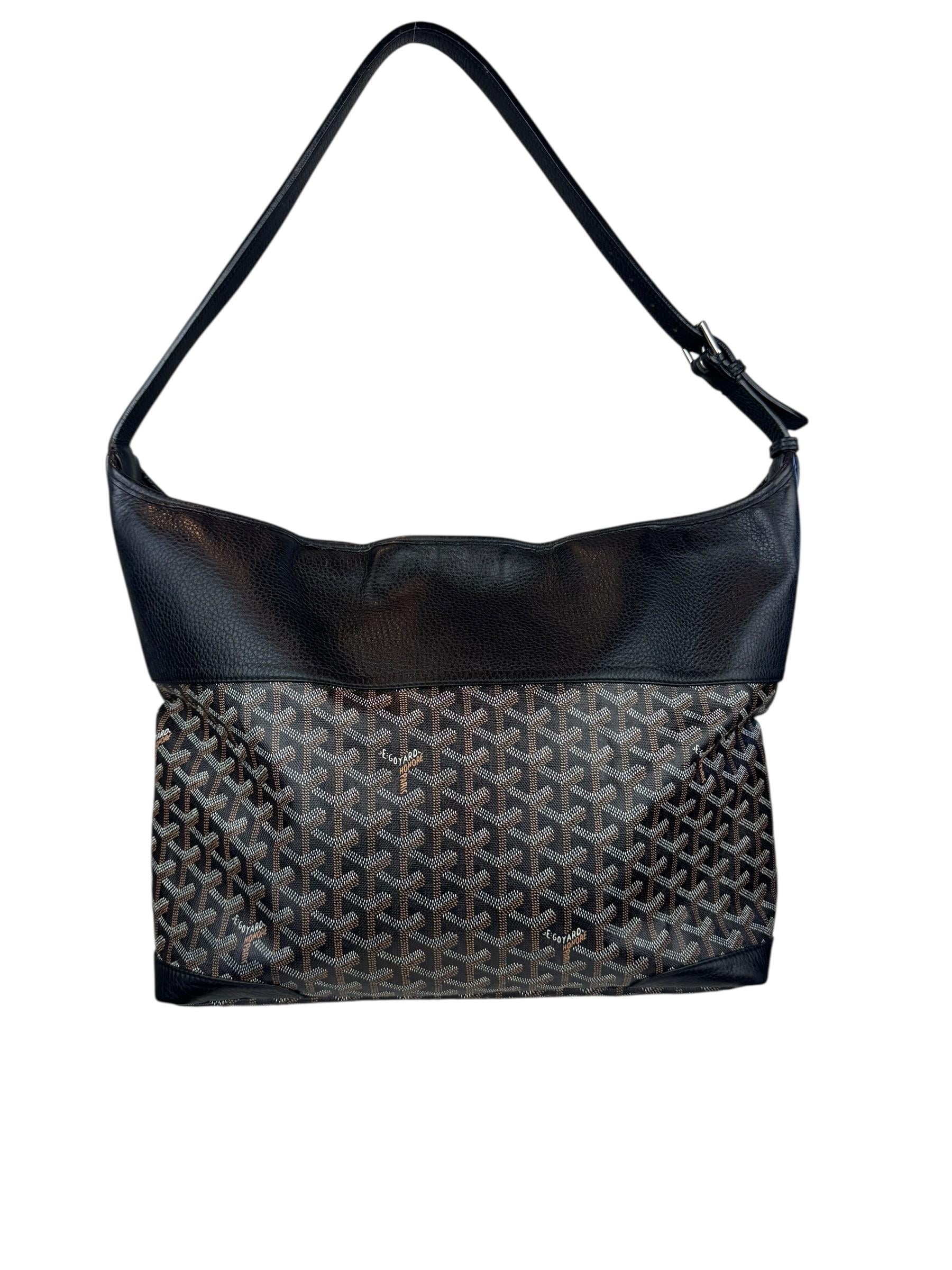 GOYARD BLACK CHEVRON PRINTED GRENADINE HOBO BAG