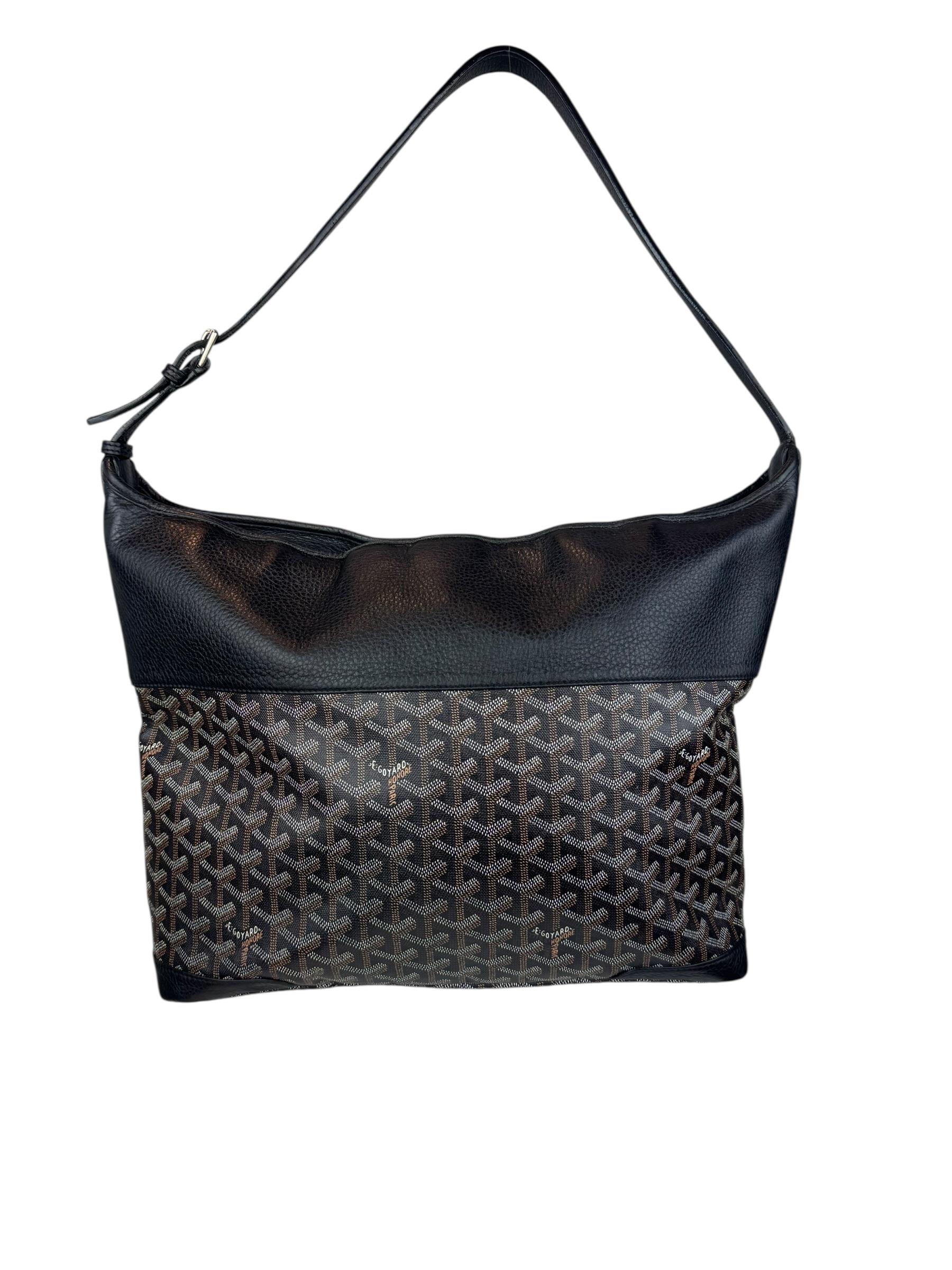 GOYARD BLACK CHEVRON PRINTED GRENADINE HOBO BAG