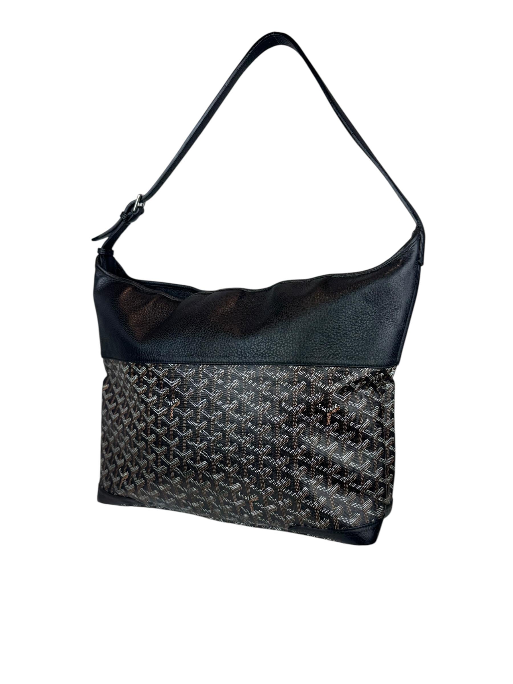 GOYARD BLACK CHEVRON PRINTED GRENADINE HOBO BAG