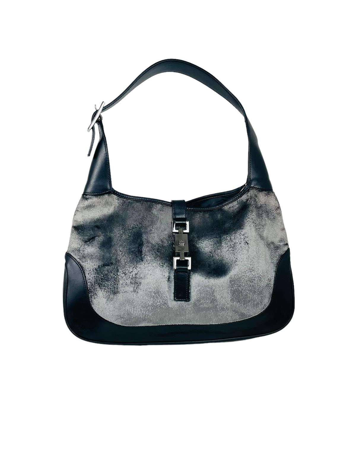 GRAY VELVET JACKIE BAG