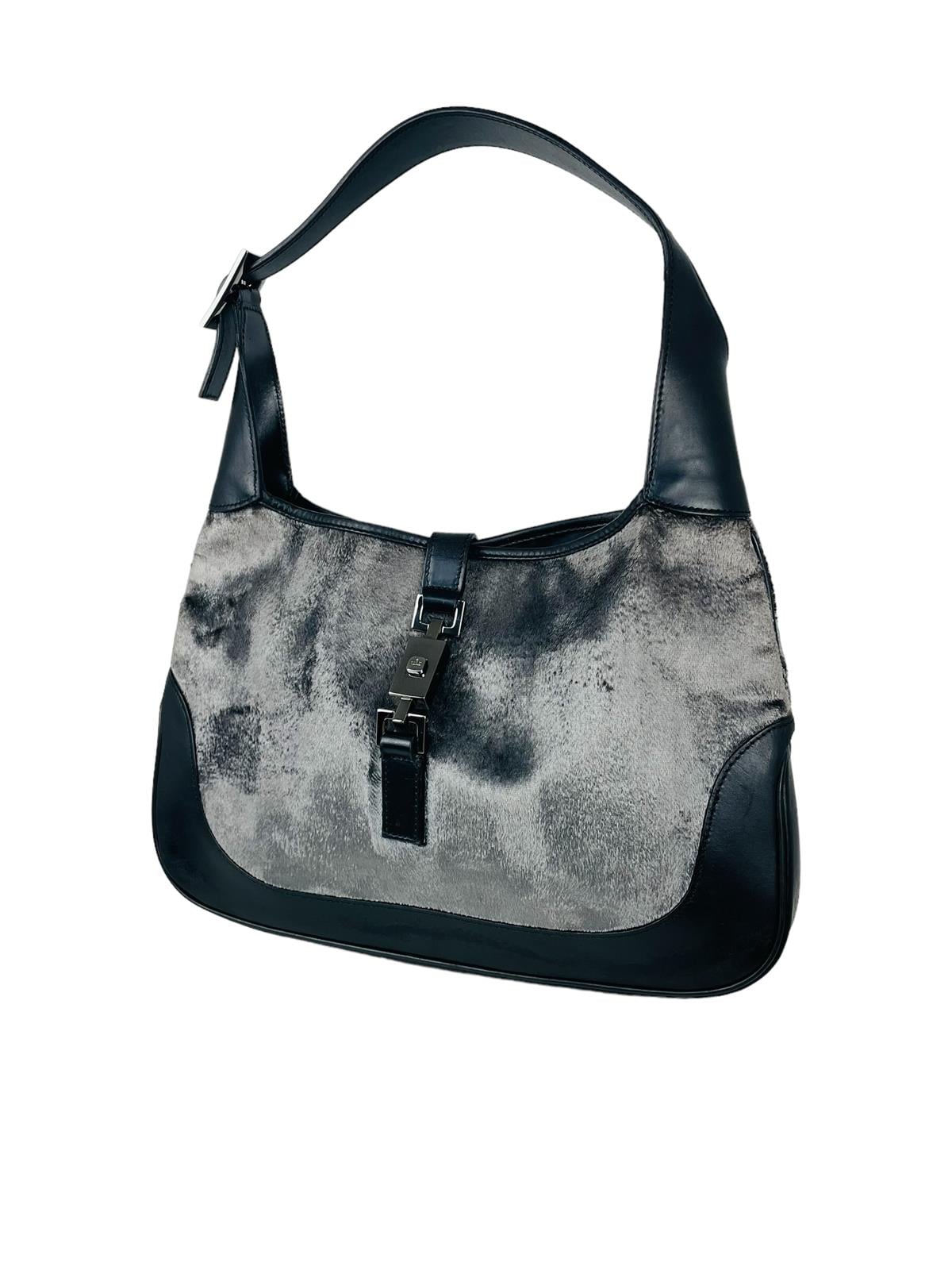 GRAY VELVET JACKIE BAG