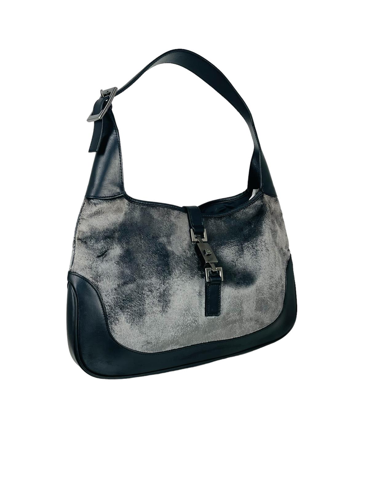 GRAY VELVET JACKIE BAG