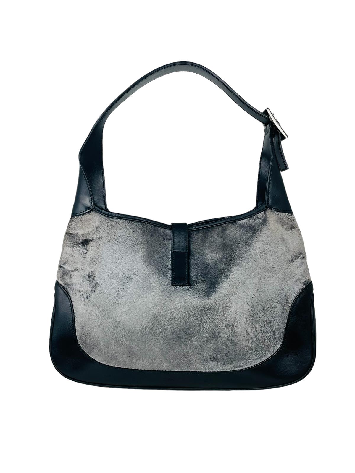 GRAY VELVET JACKIE BAG