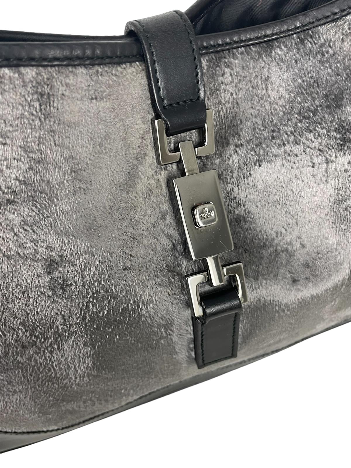 GRAY VELVET JACKIE BAG
