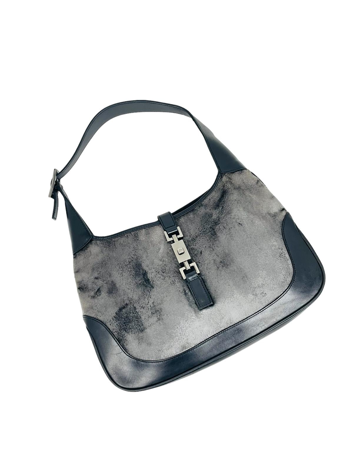 GRAY VELVET JACKIE BAG
