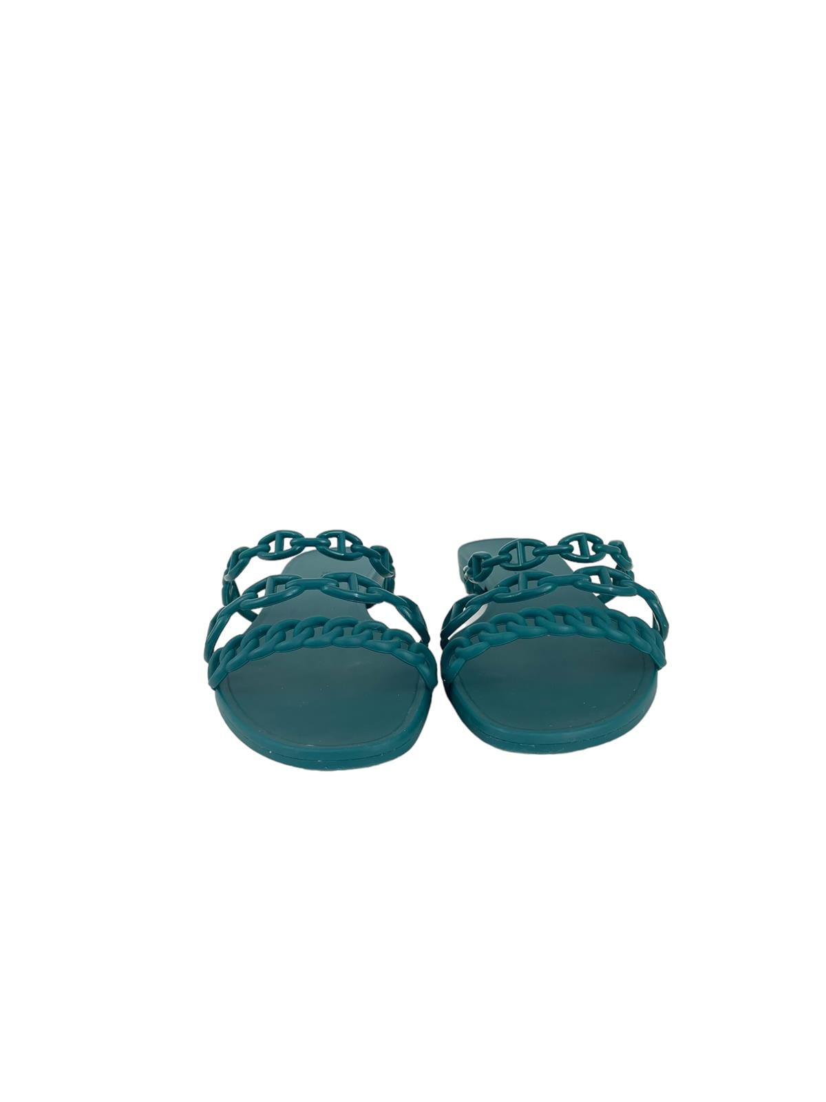GREEN RUBBER CHAINE SANDALS
