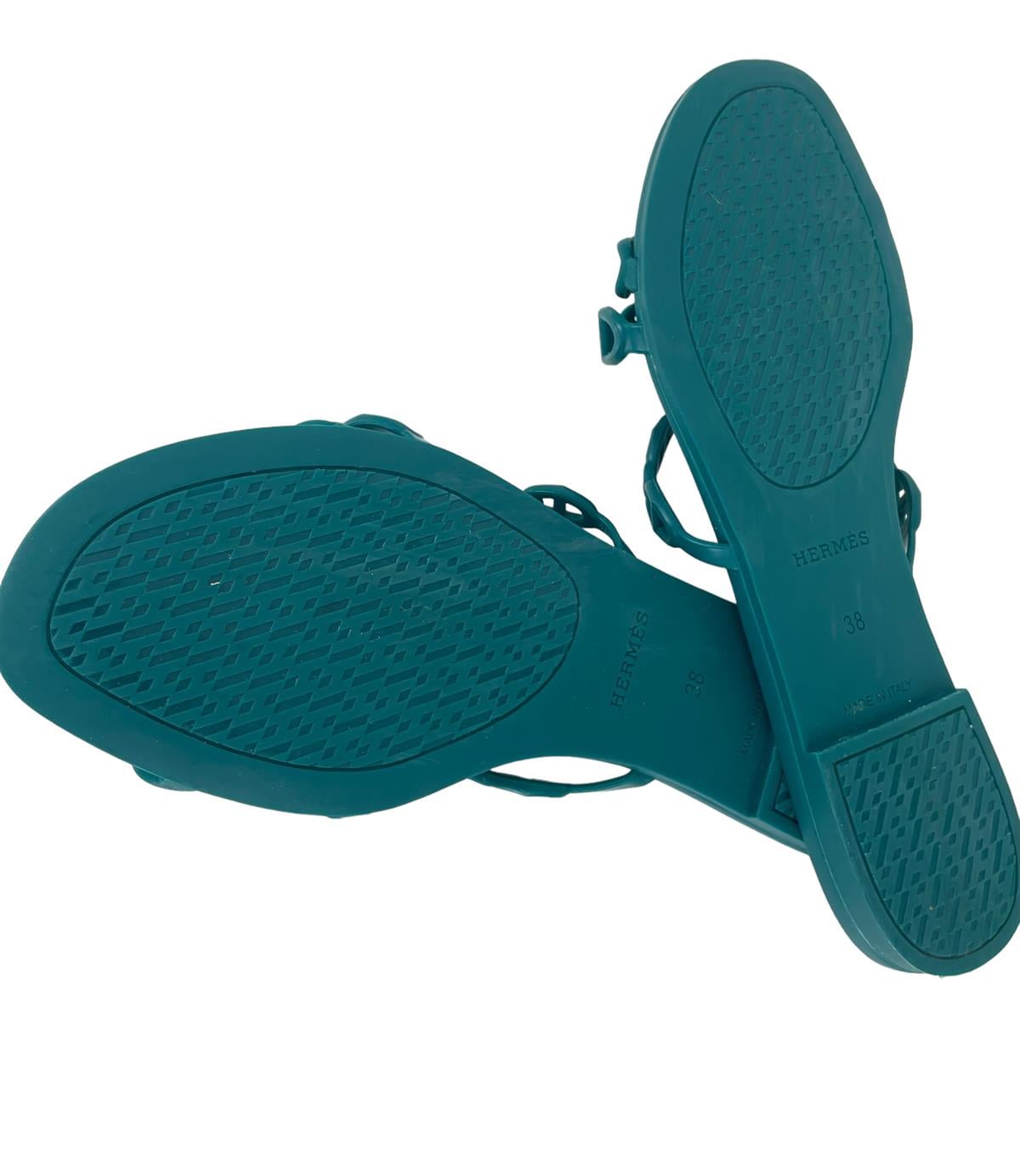 GREEN RUBBER CHAINE SANDALS