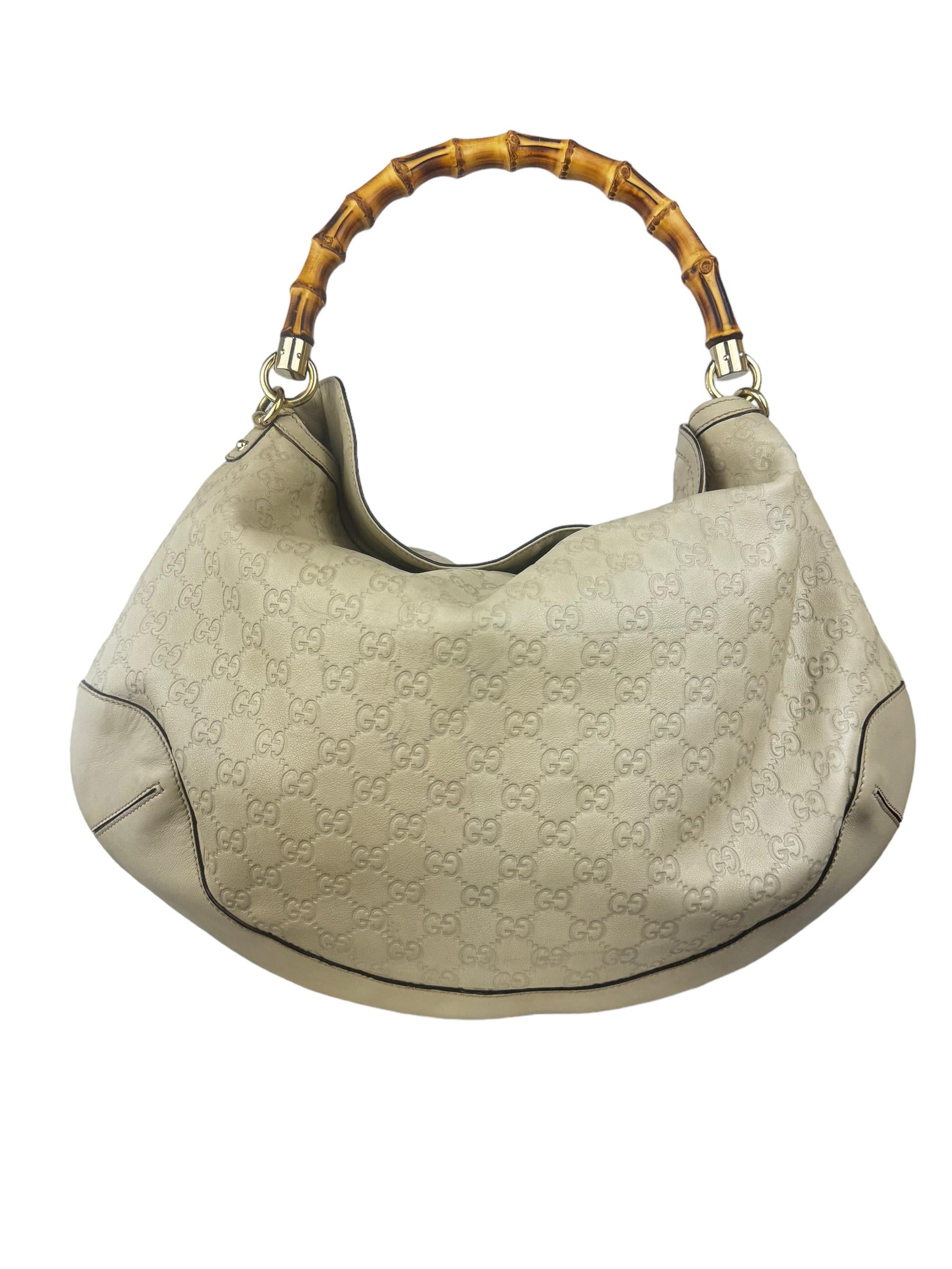 GUCCI BEIGE LEATHER GG BAMBOO