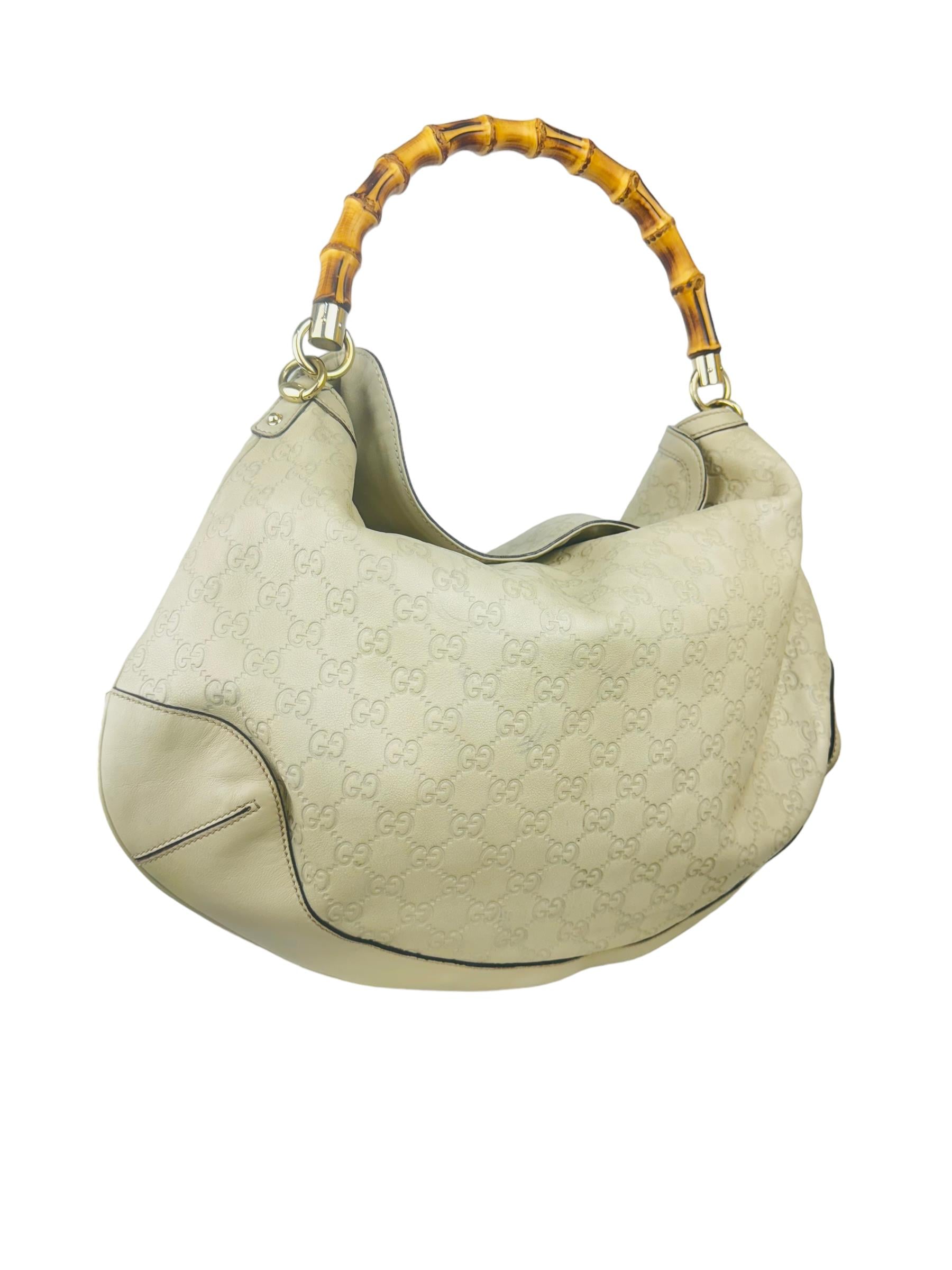 GUCCI BEIGE LEATHER GG BAMBOO