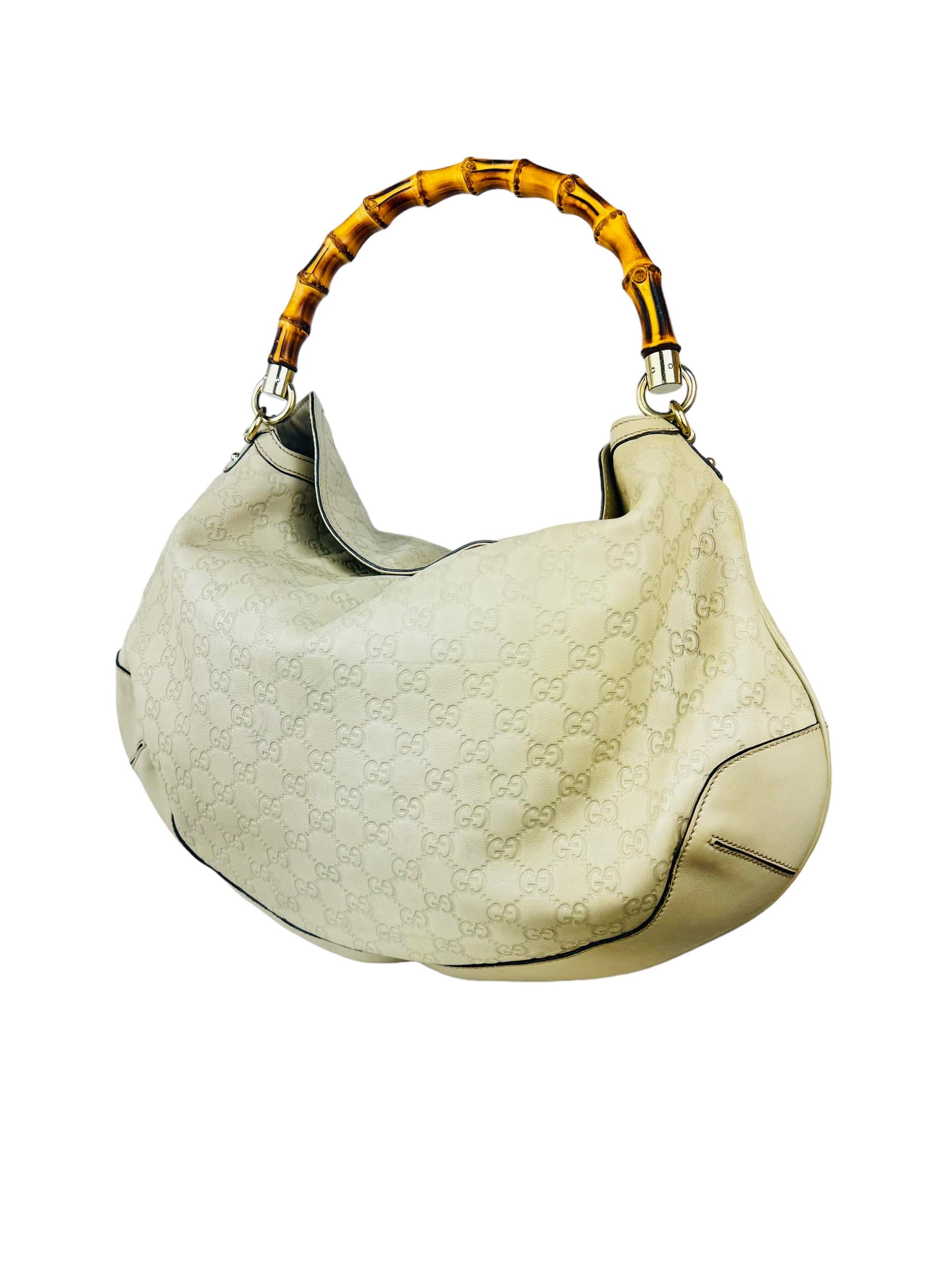 GUCCI BEIGE LEATHER GG BAMBOO
