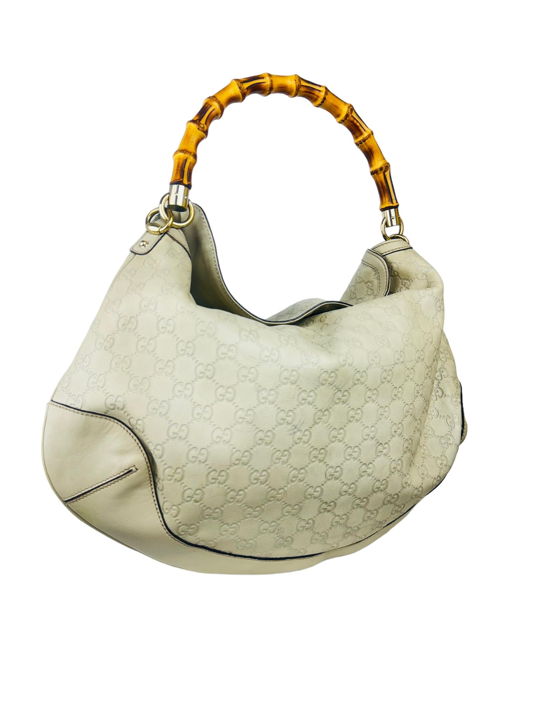 GUCCI BEIGE LEATHER GG BAMBOO