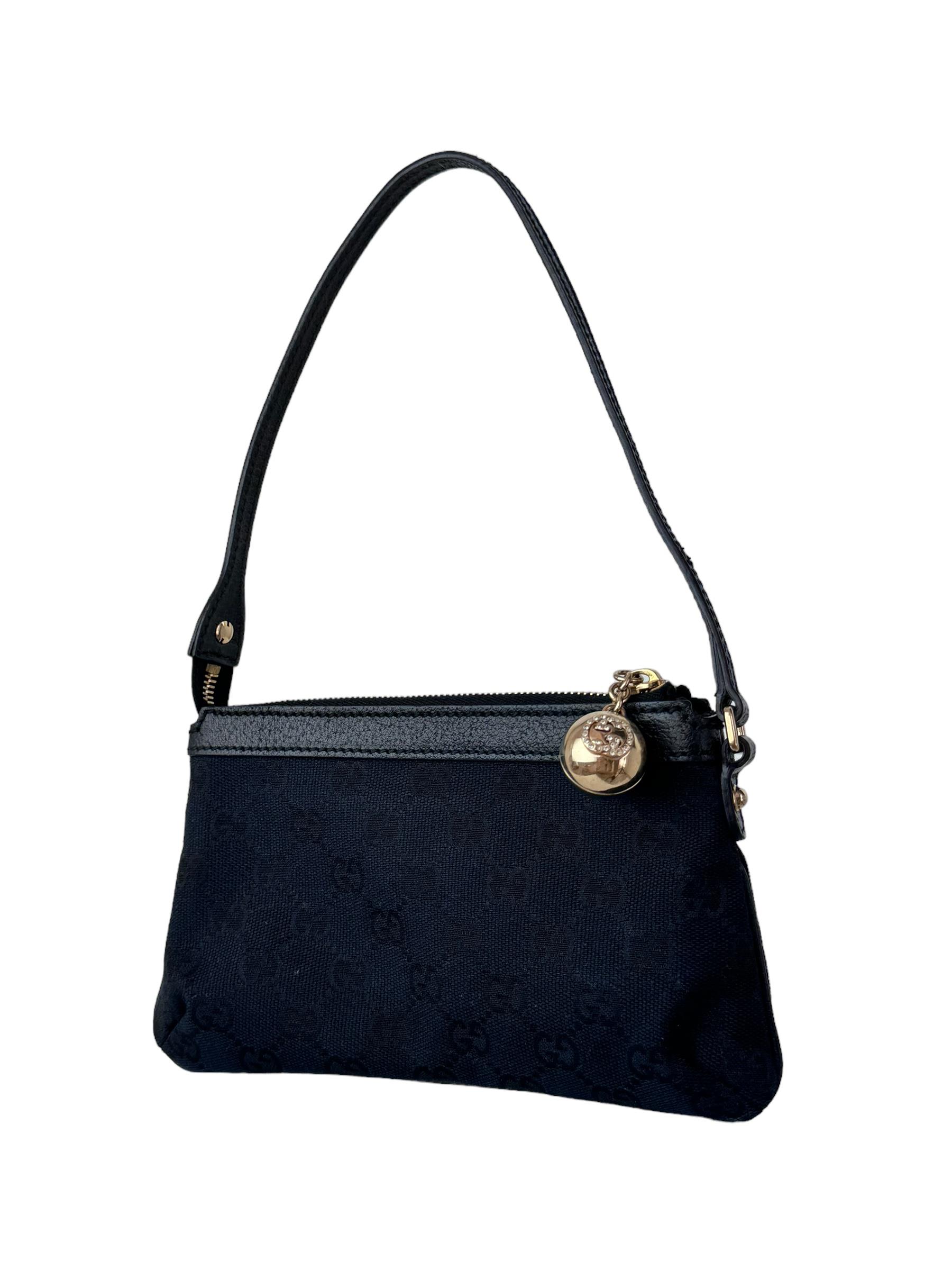 GUCCI BLACK GG BALL CHARM POCHETTE