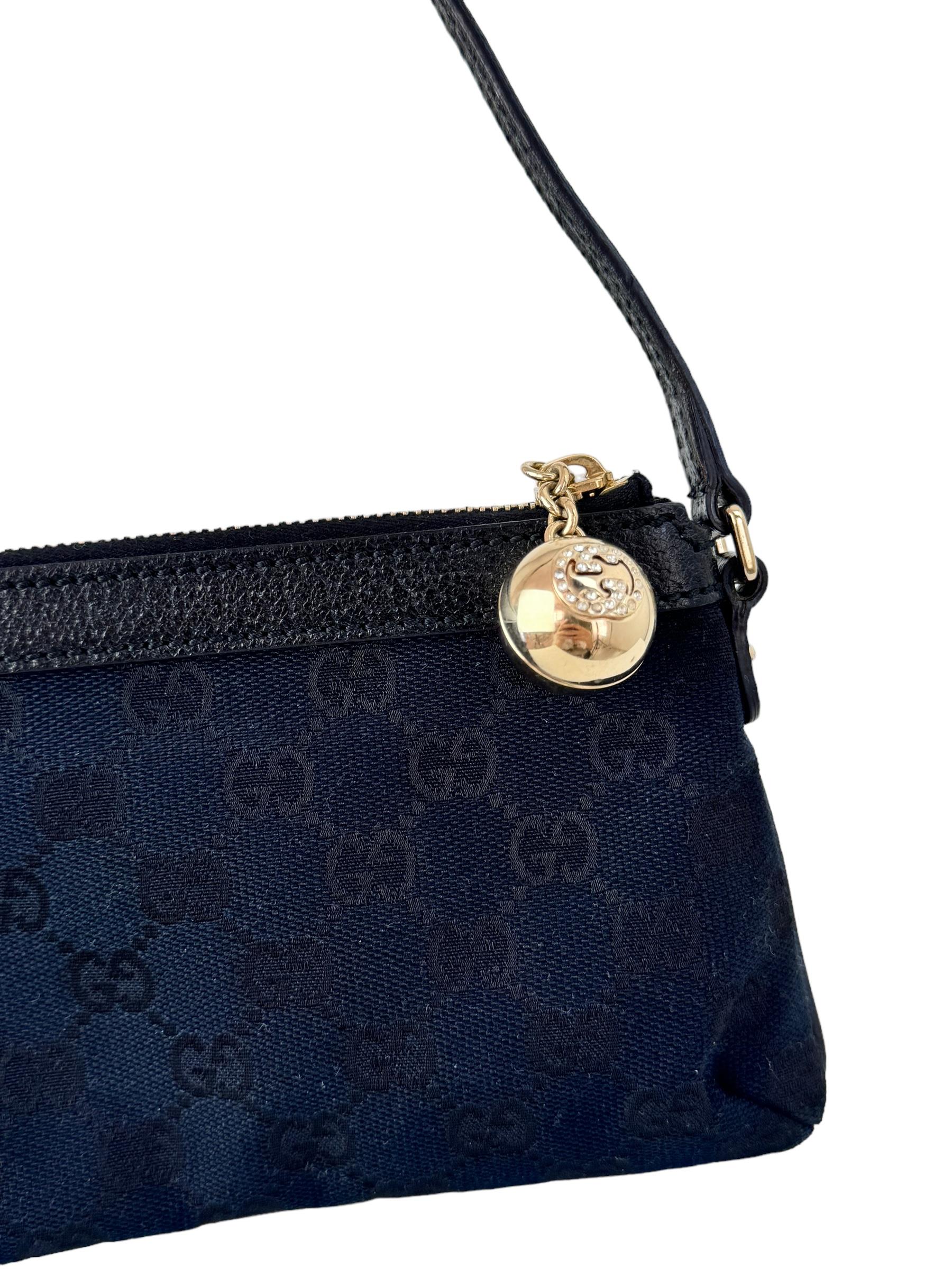 GUCCI BLACK GG BALL CHARM POCHETTE