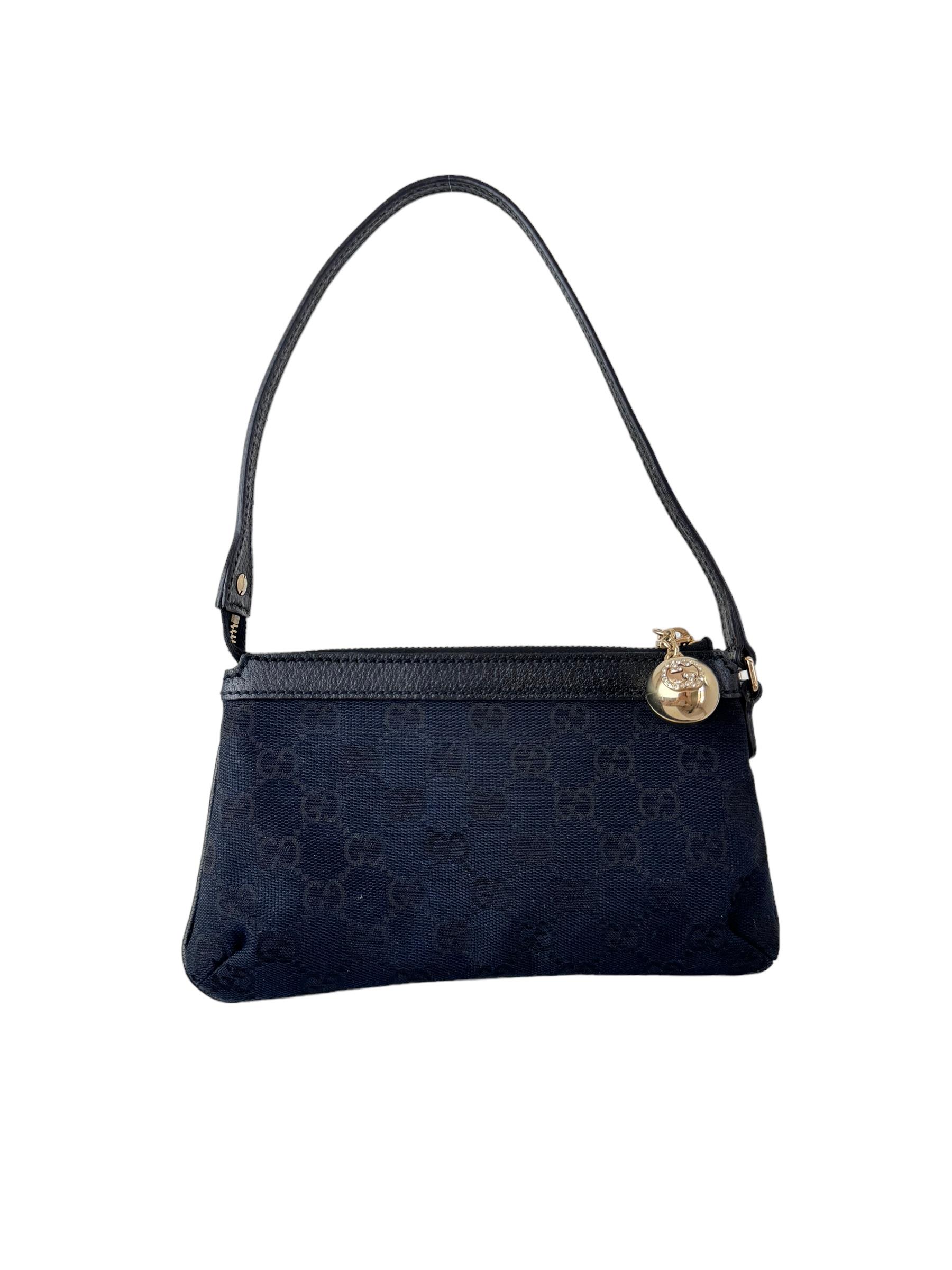 GUCCI BLACK GG BALL CHARM POCHETTE