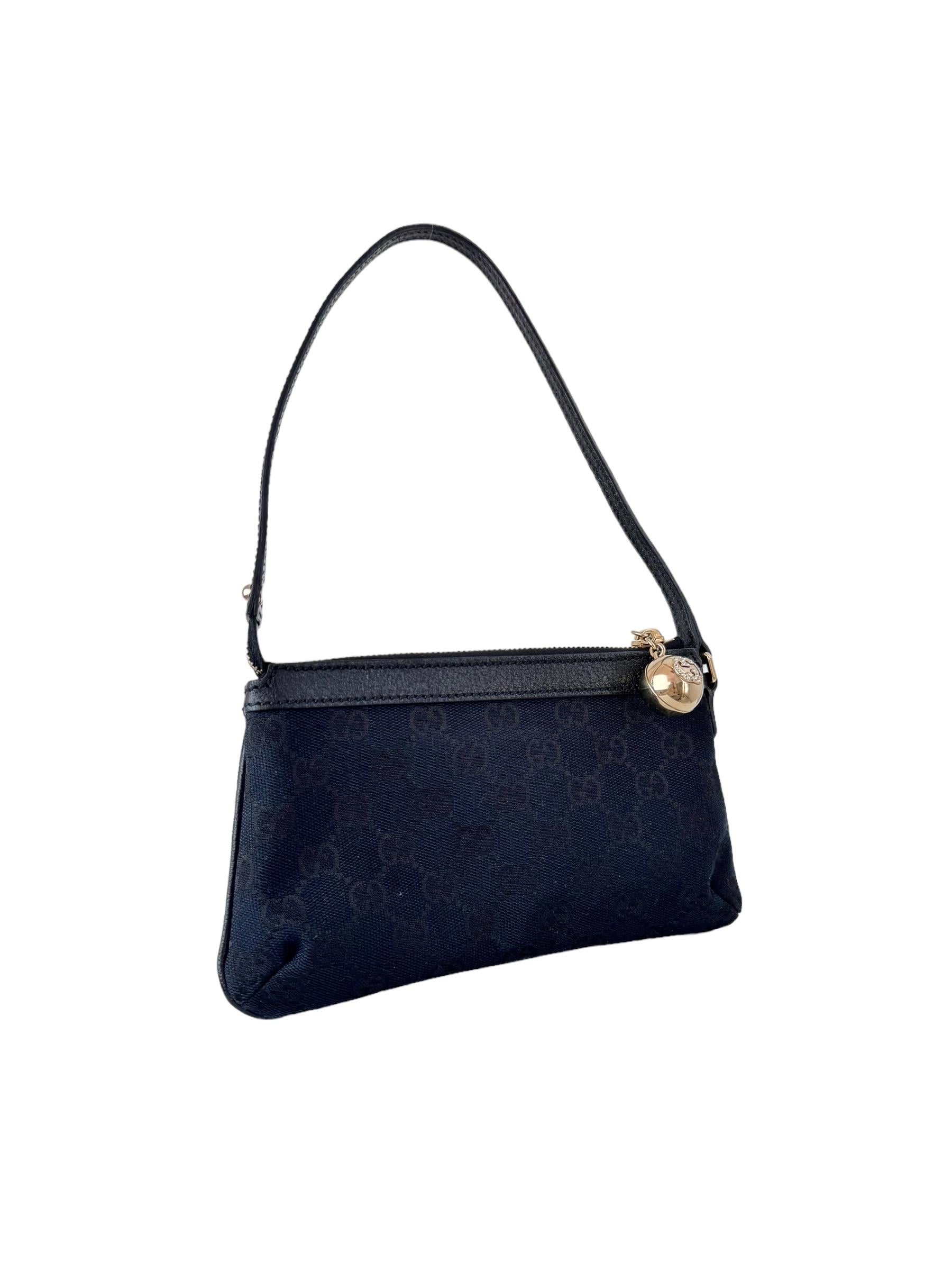 GUCCI BLACK GG BALL CHARM POCHETTE