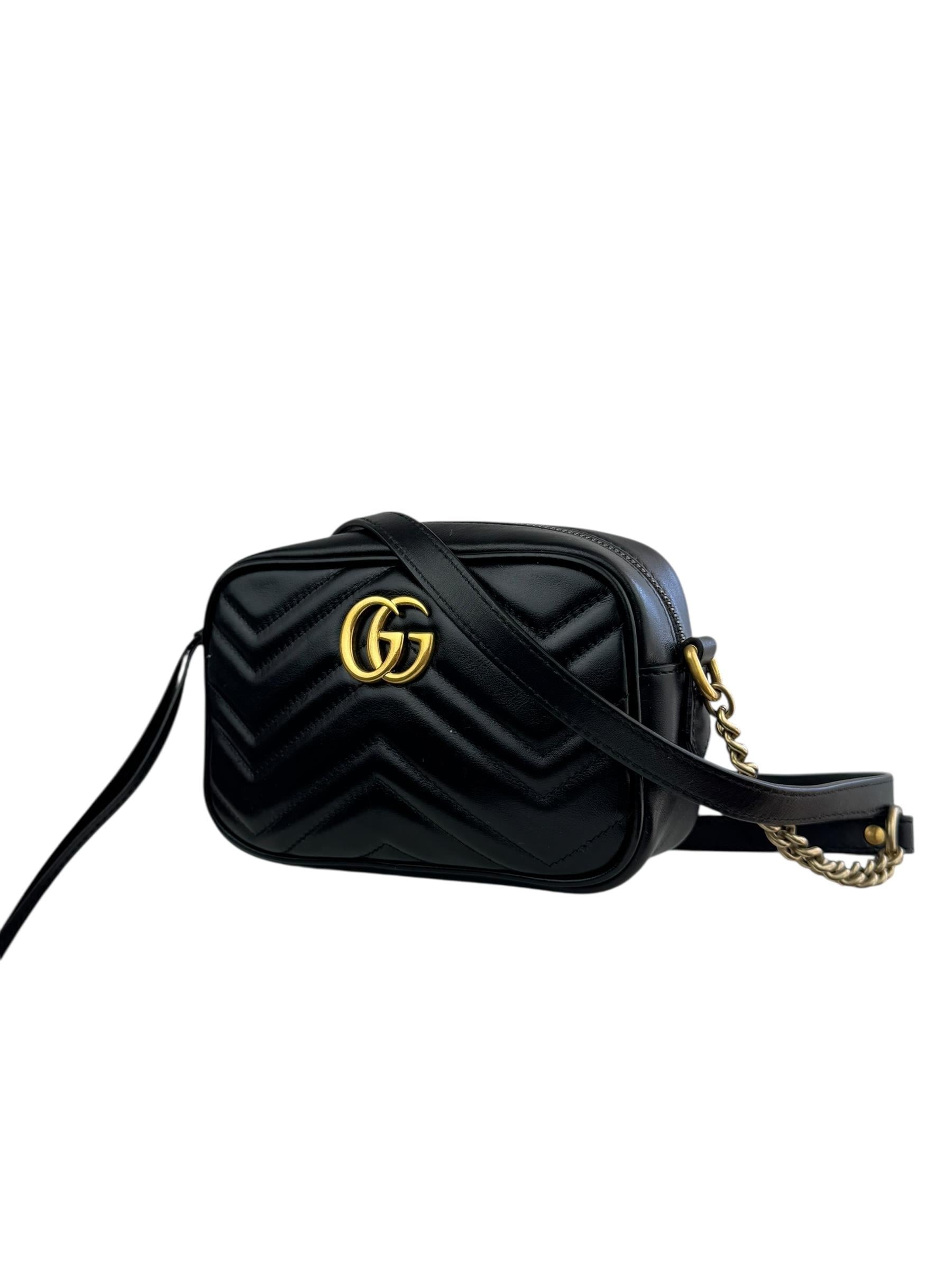 GUCCI BLACK GG MARMONT SMALL BAG