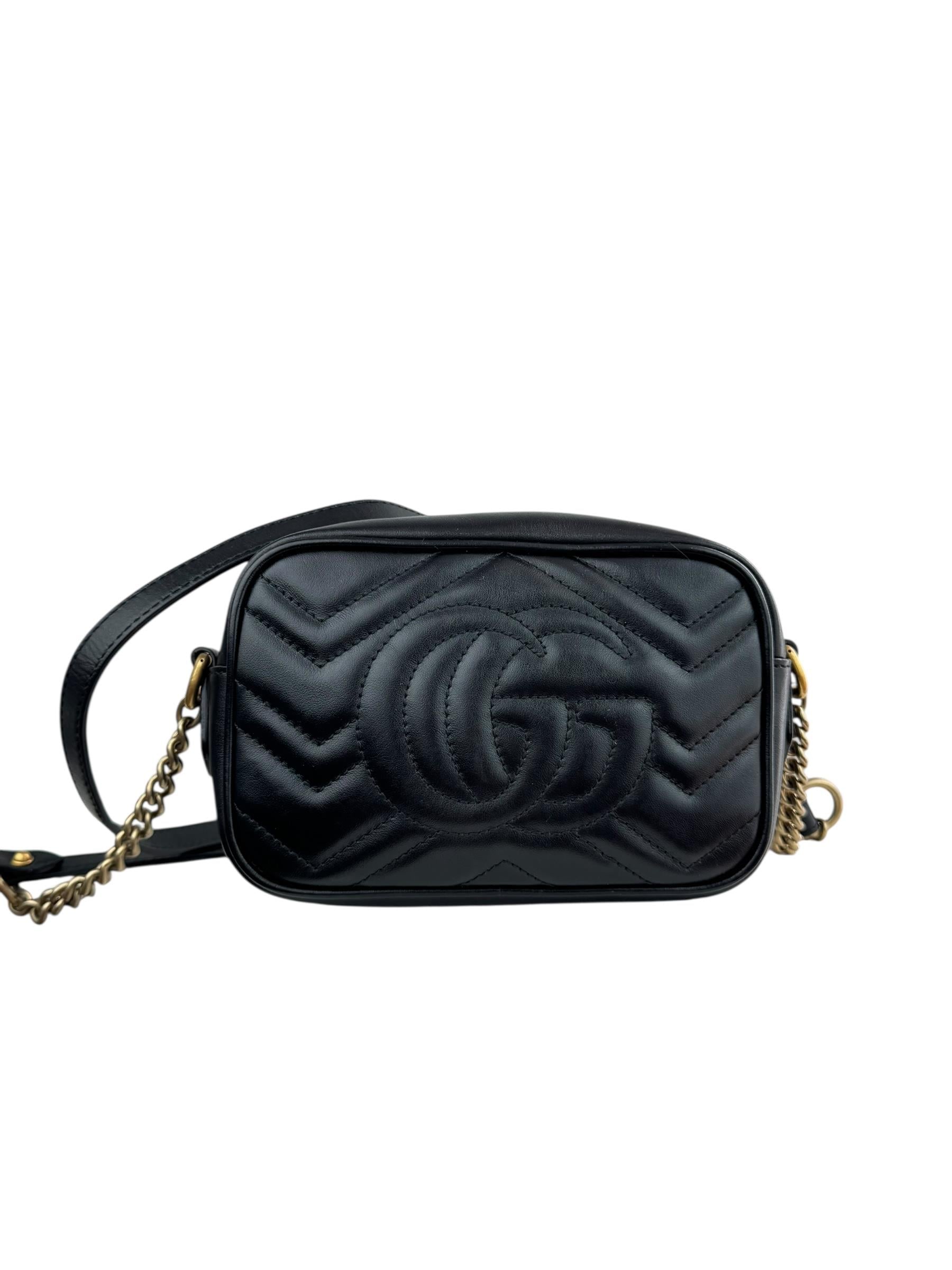 GUCCI BLACK GG MARMONT SMALL BAG