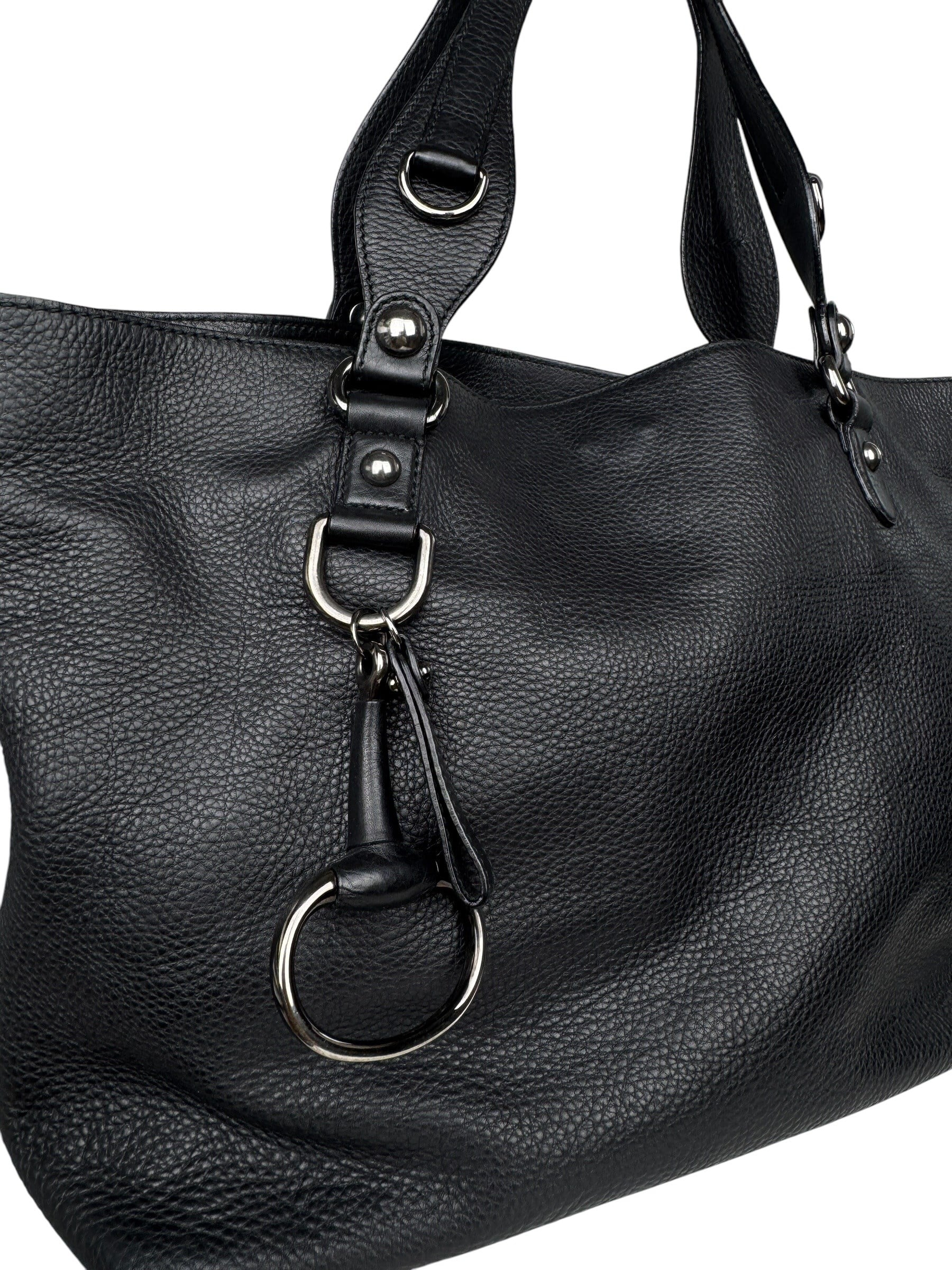 GUCCI BLACK HORSEBIT ICON TOTE BAG