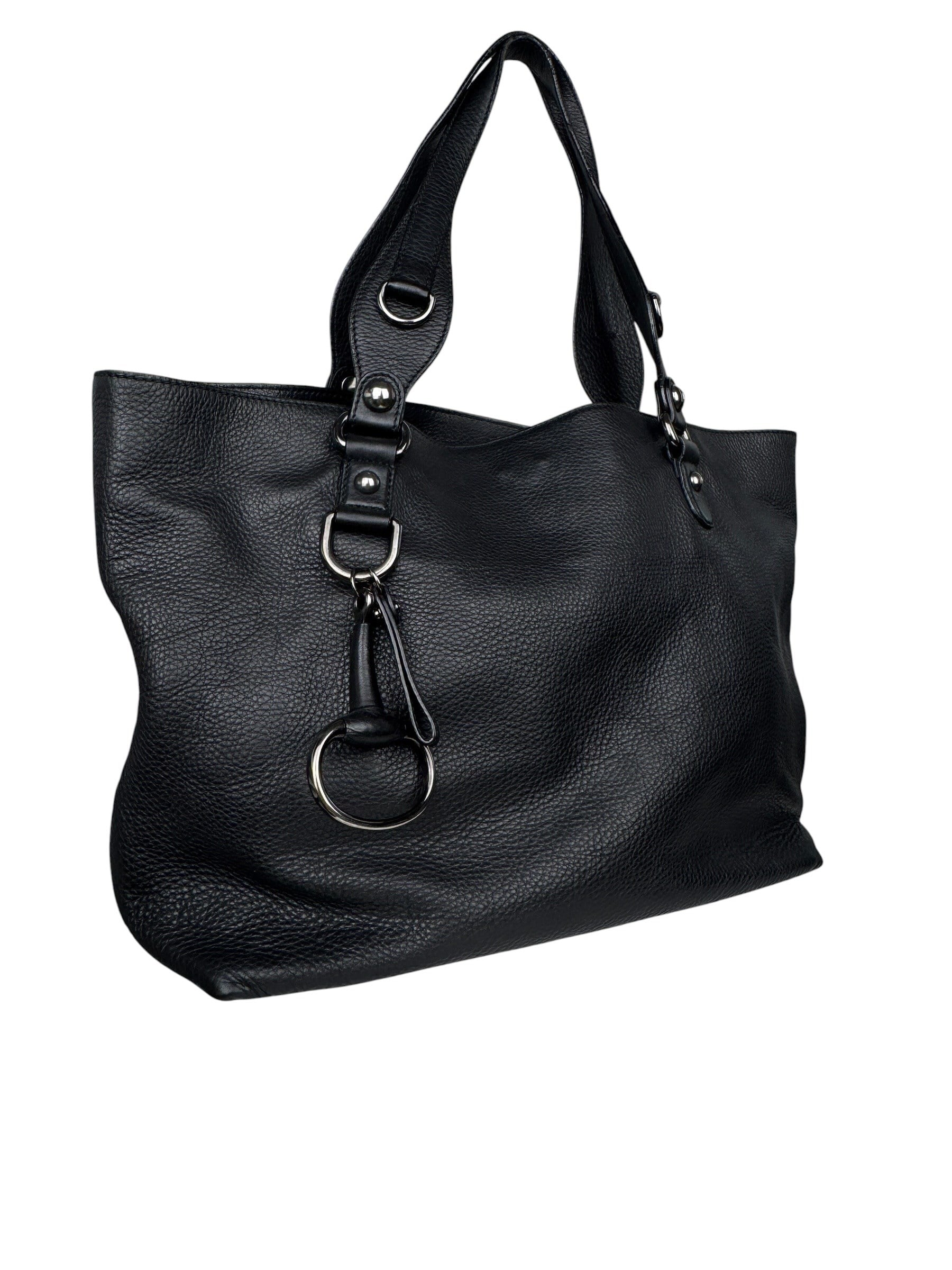 GUCCI BLACK HORSEBIT ICON TOTE BAG