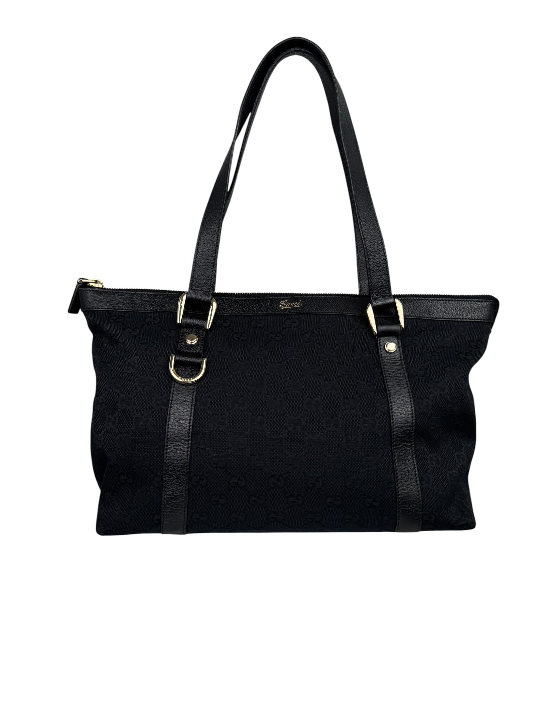 GUCCI BLACK MONOGRAM TOTE BAG