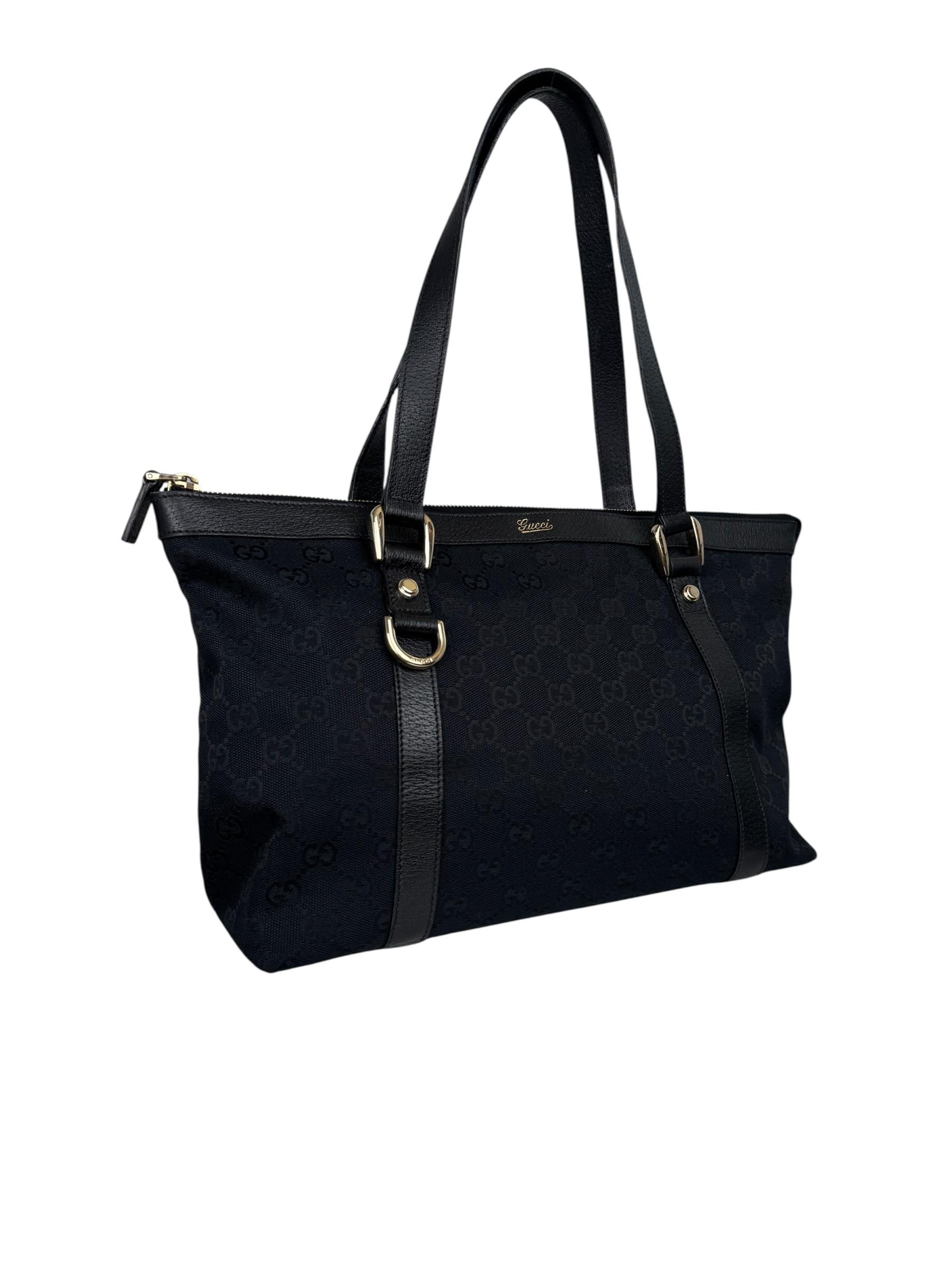 GUCCI BLACK MONOGRAM TOTE BAG