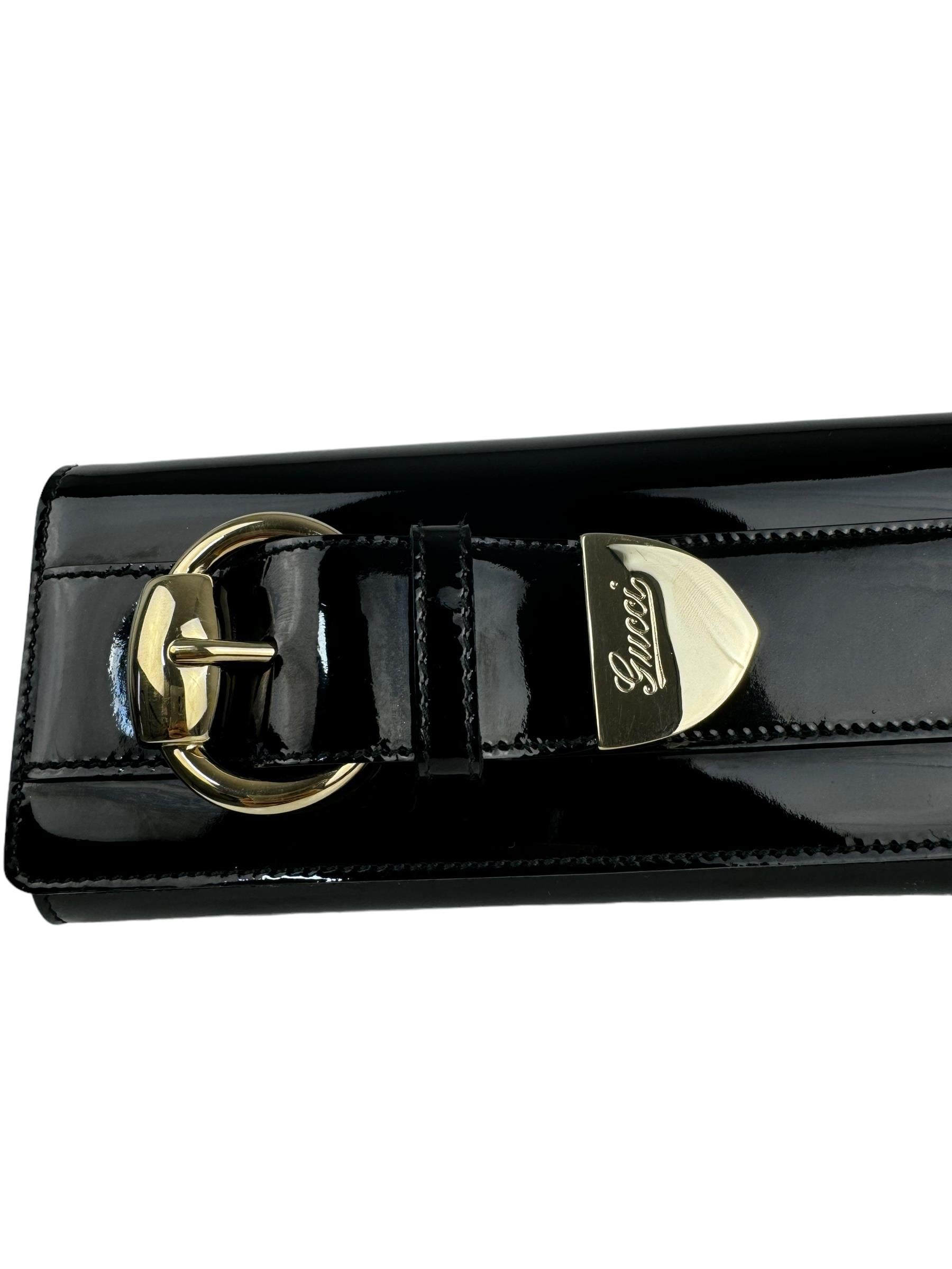 GUCCI BLACK PATENT LEATHER CLUTCH BAG