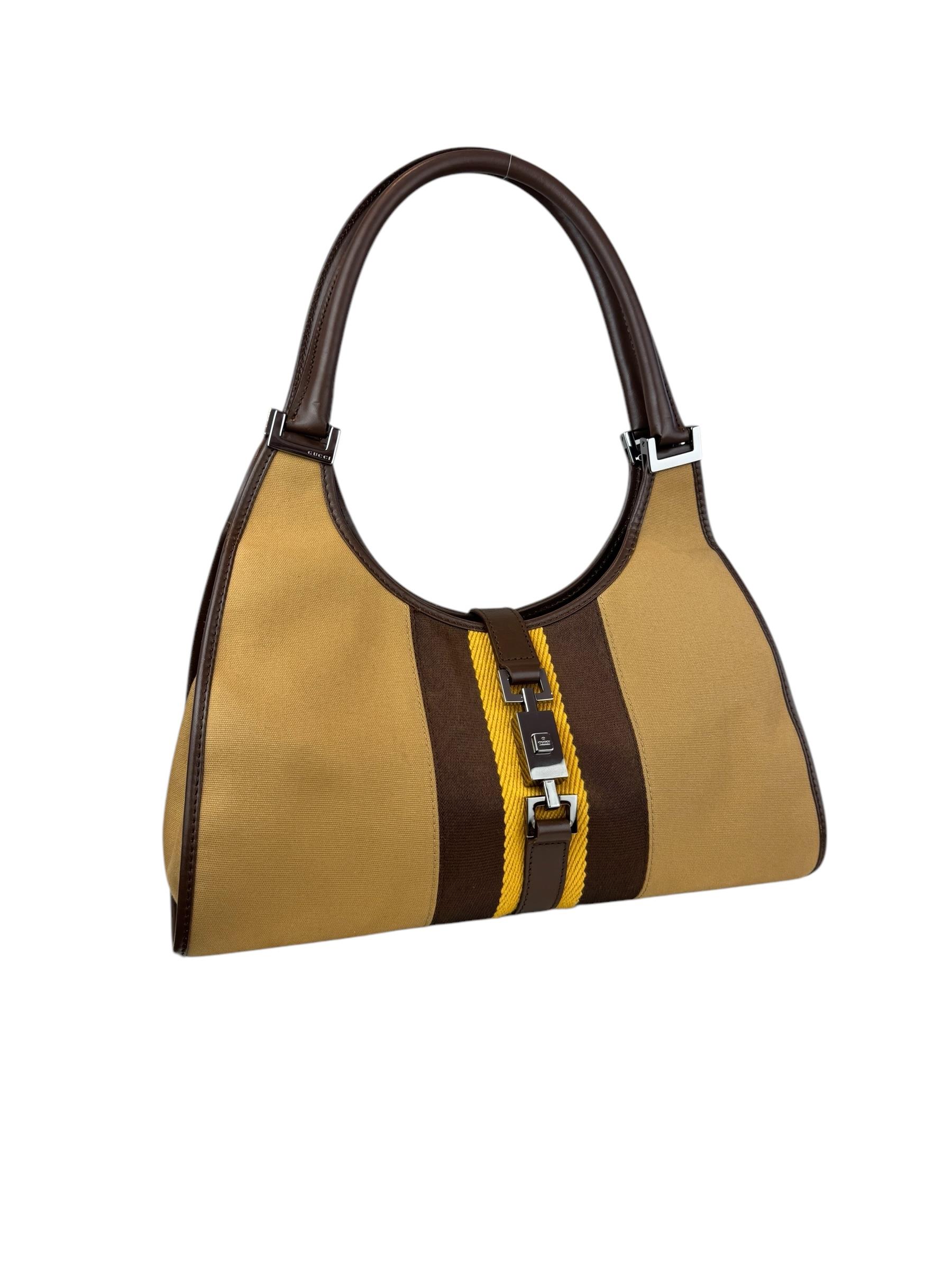 GUCCI BROWN CANVAS JACKIE BAG