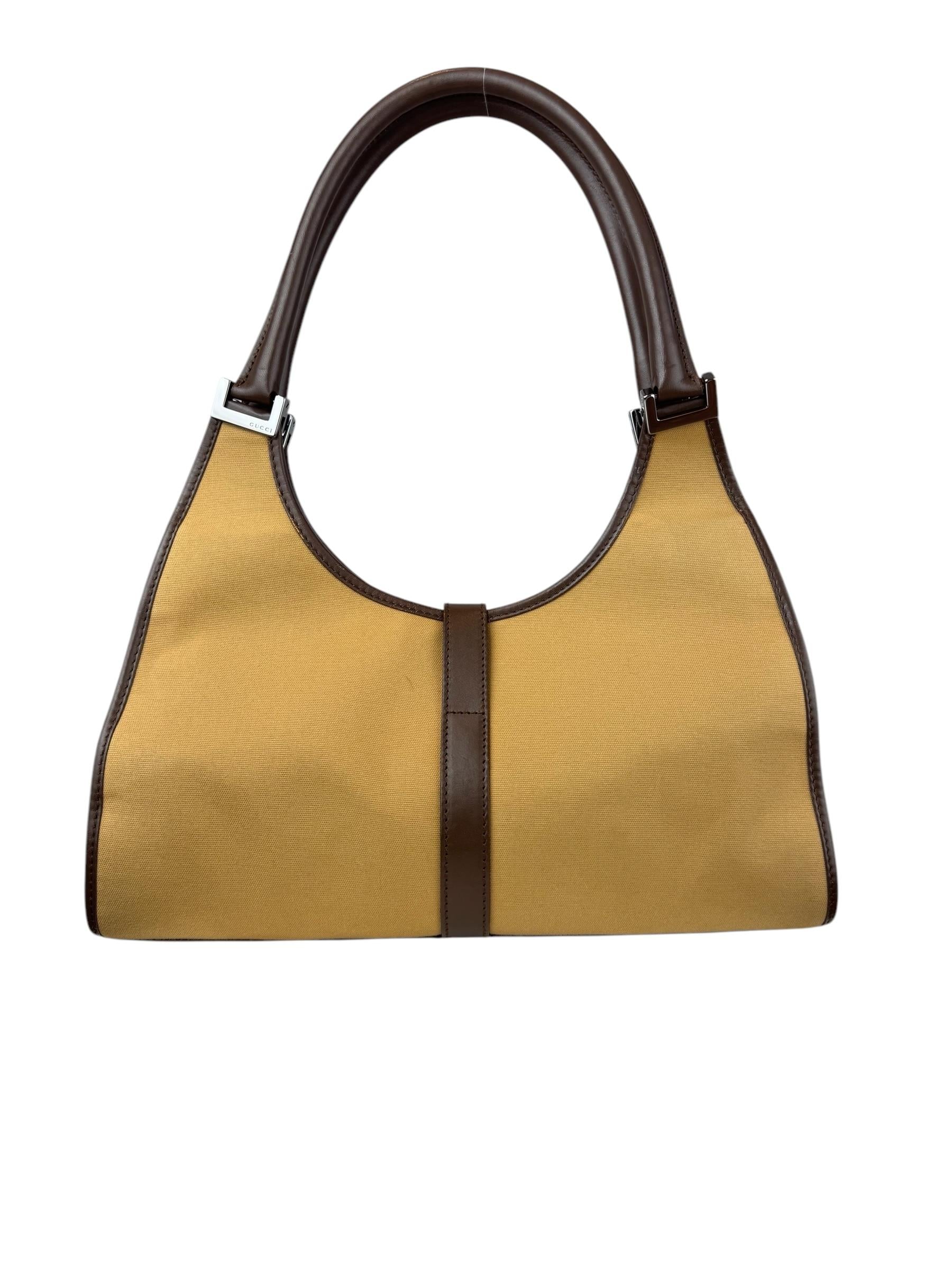 GUCCI BROWN CANVAS JACKIE BAG