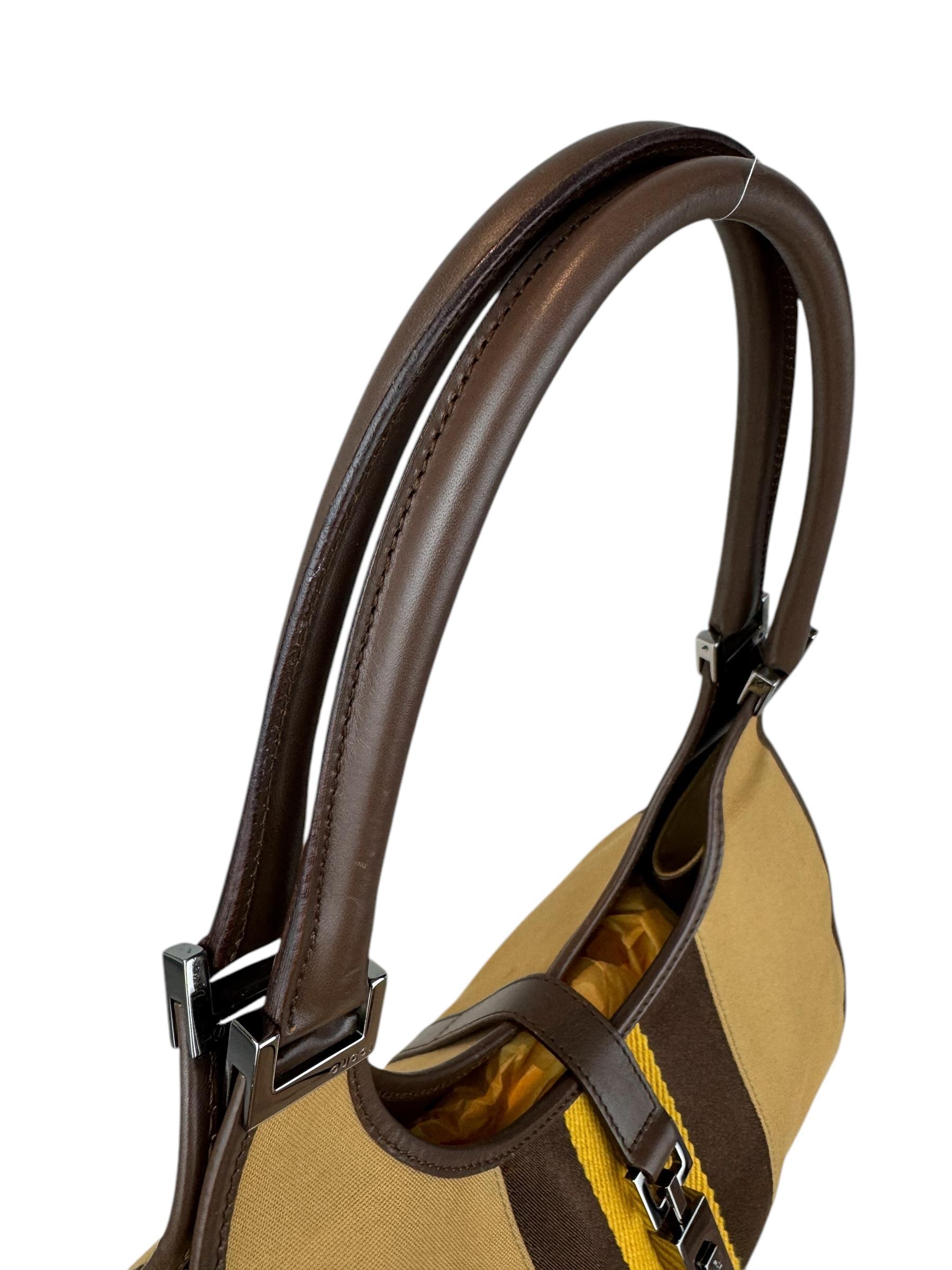 GUCCI BROWN CANVAS JACKIE BAG
