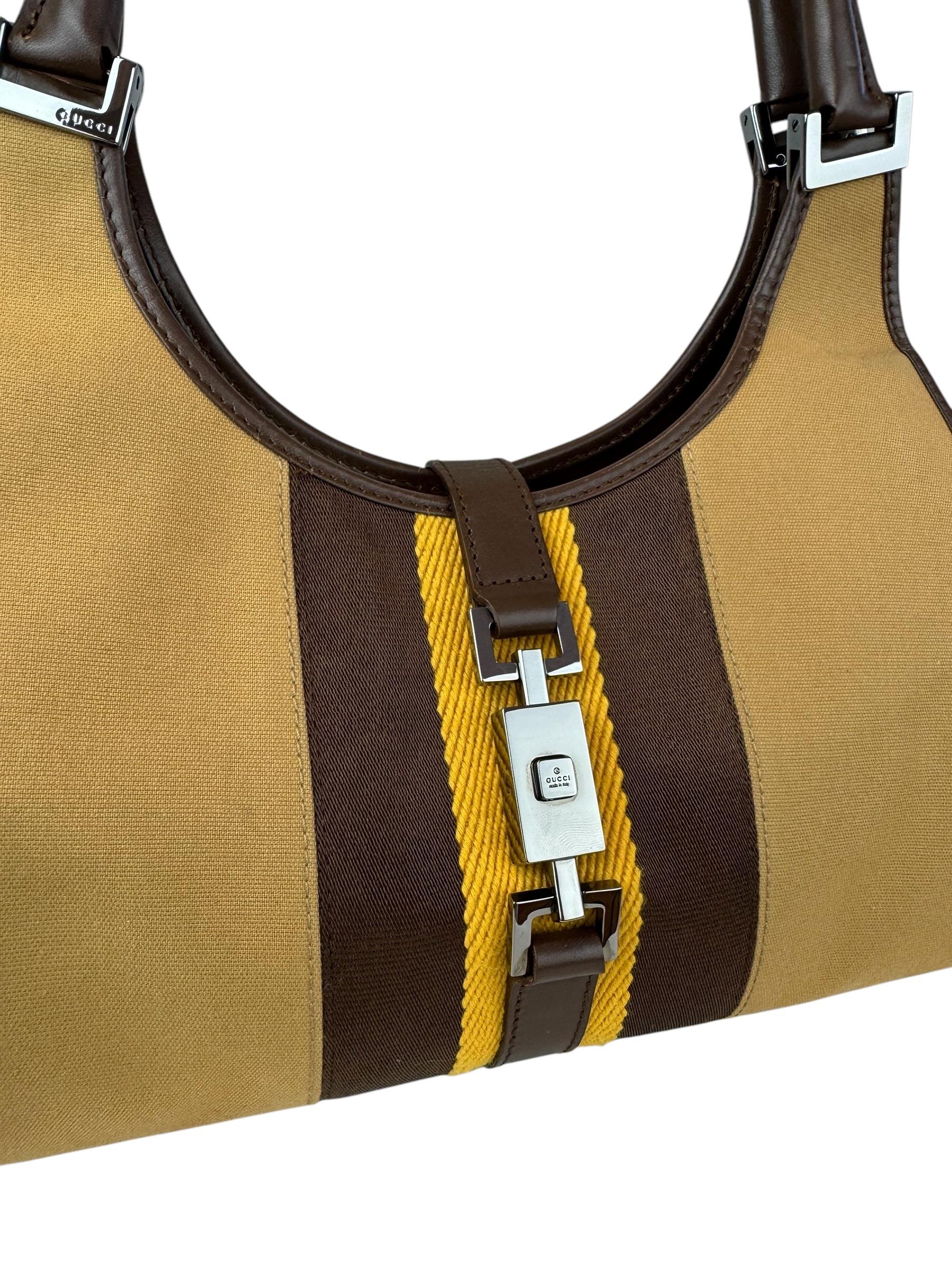 GUCCI BROWN CANVAS JACKIE BAG