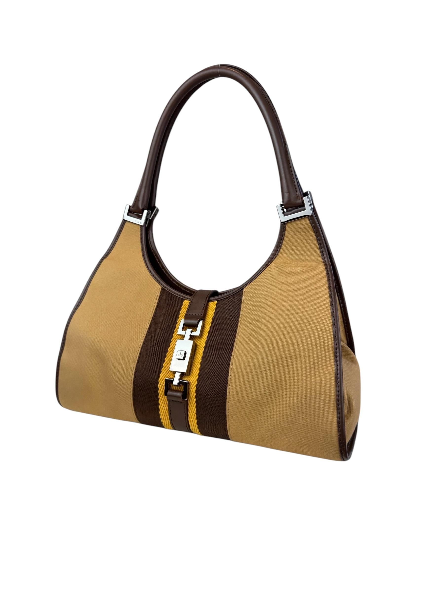 GUCCI BROWN CANVAS JACKIE BAG