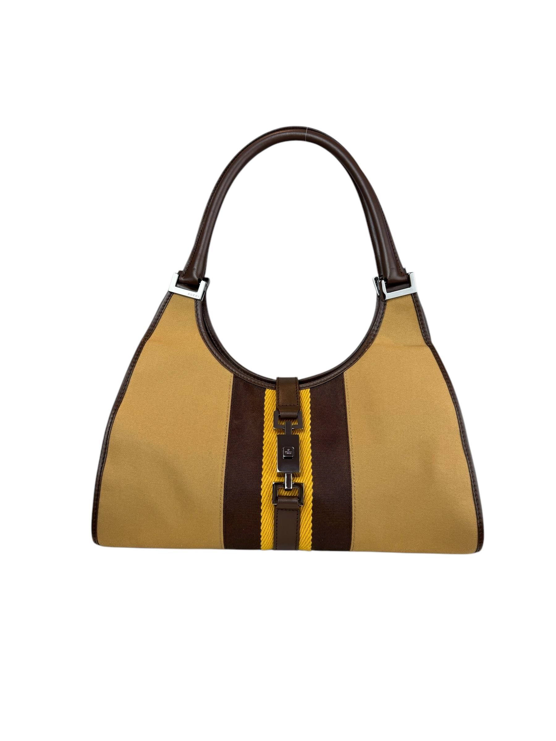 GUCCI BROWN CANVAS JACKIE BAG