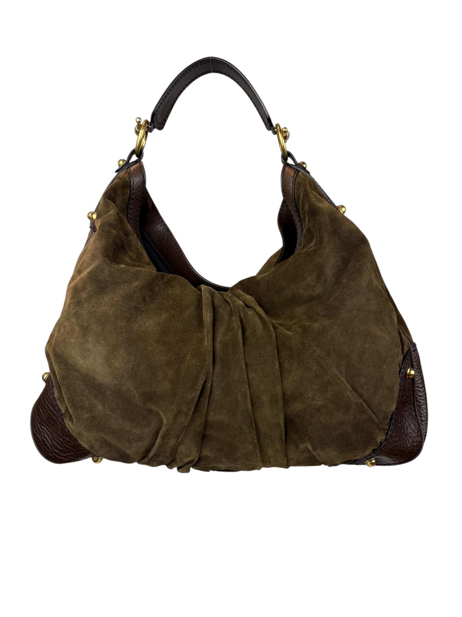 GUCCI BROWN SUEDE HOBO BAG