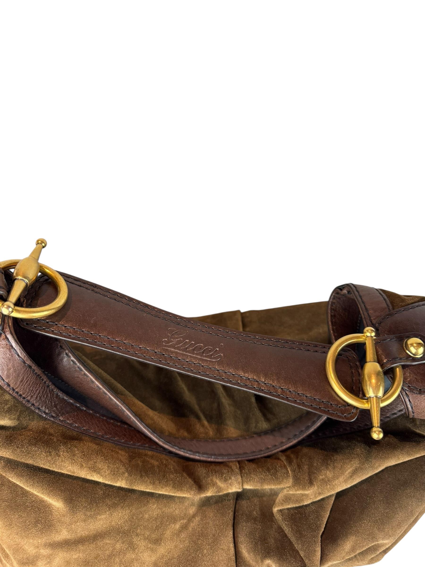 GUCCI BROWN SUEDE HOBO BAG