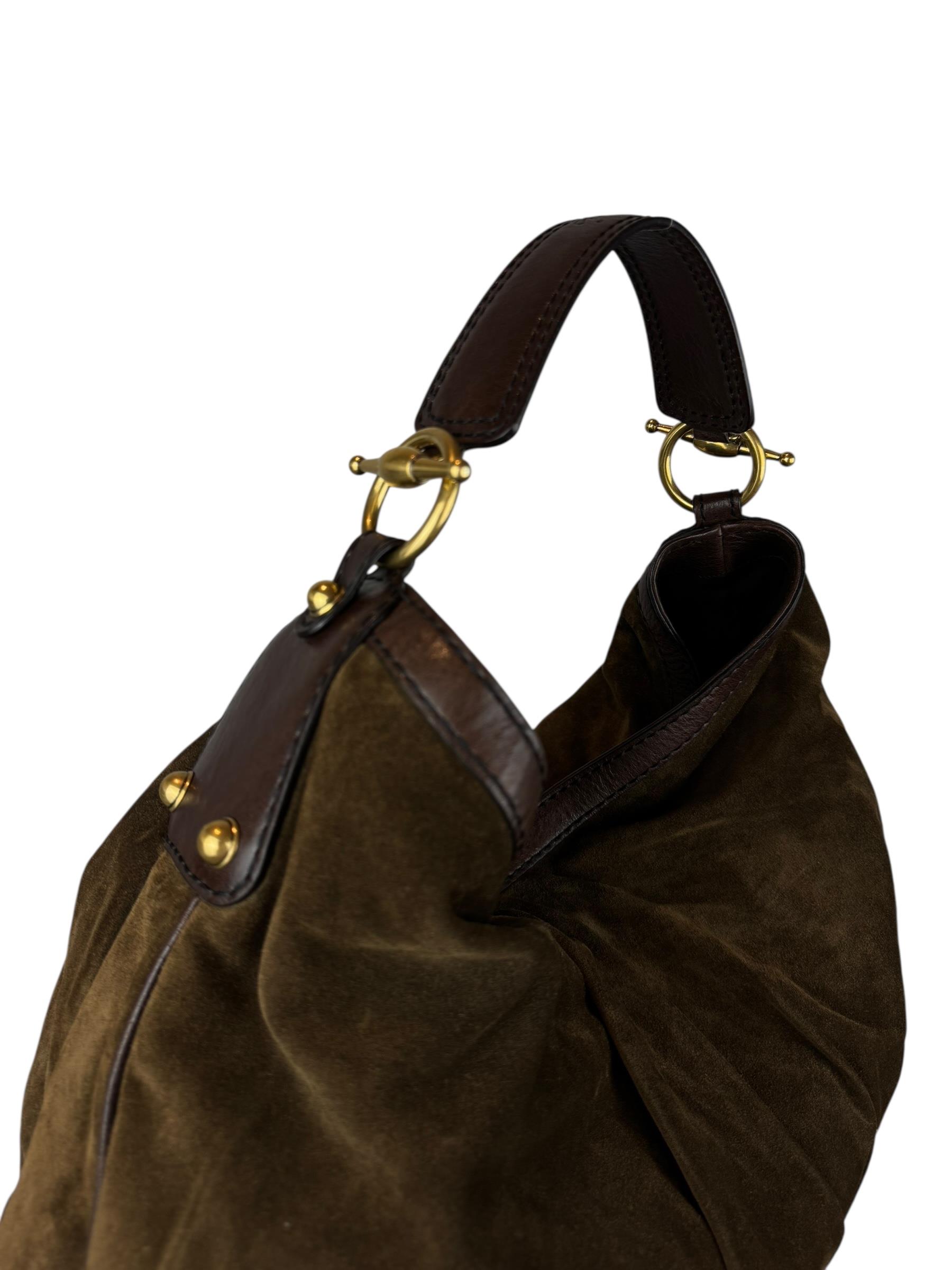 GUCCI BROWN SUEDE HOBO BAG