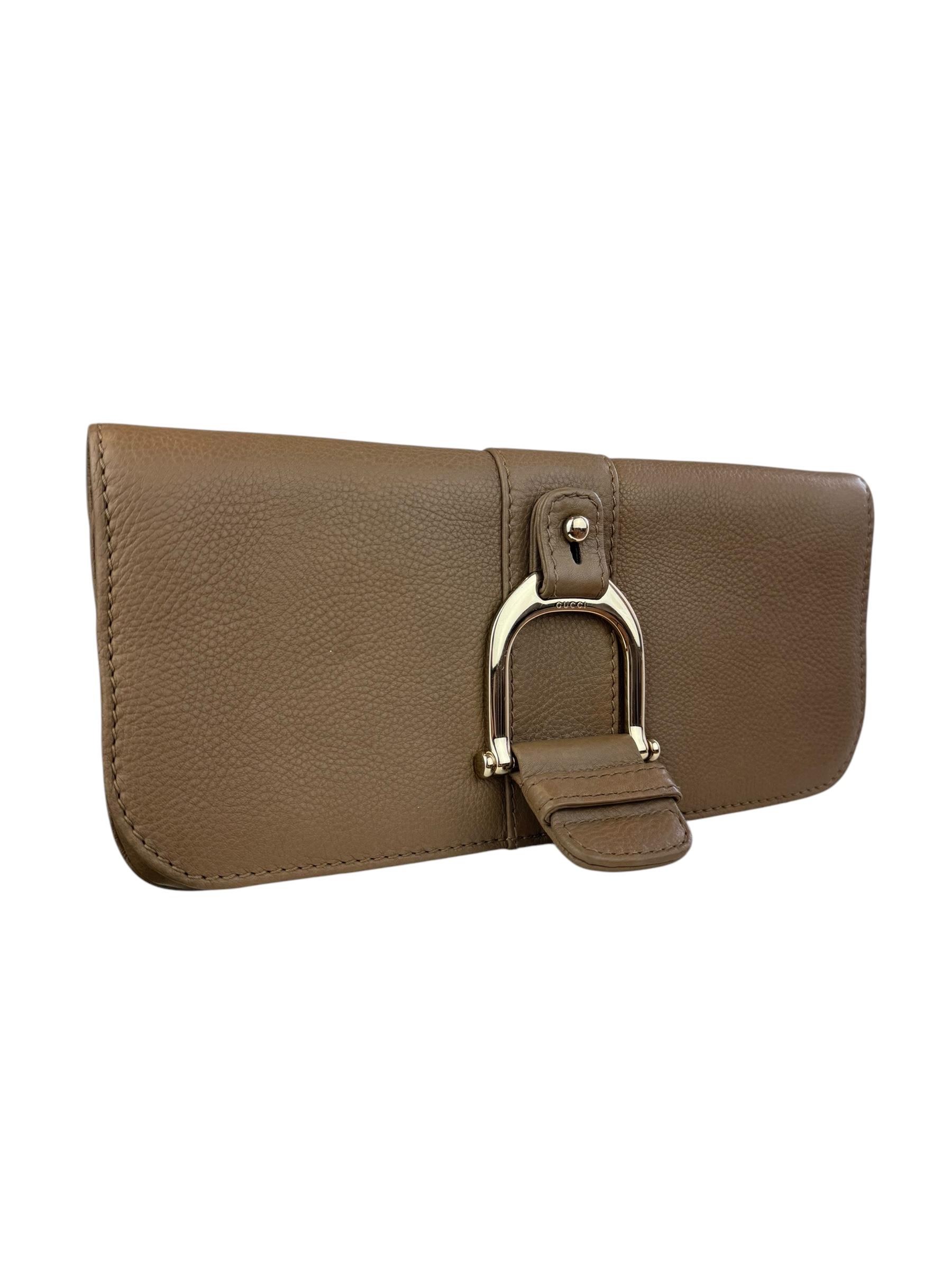 GUCCI CALFSKIN GREENWICH BEIGE CLUTCH 