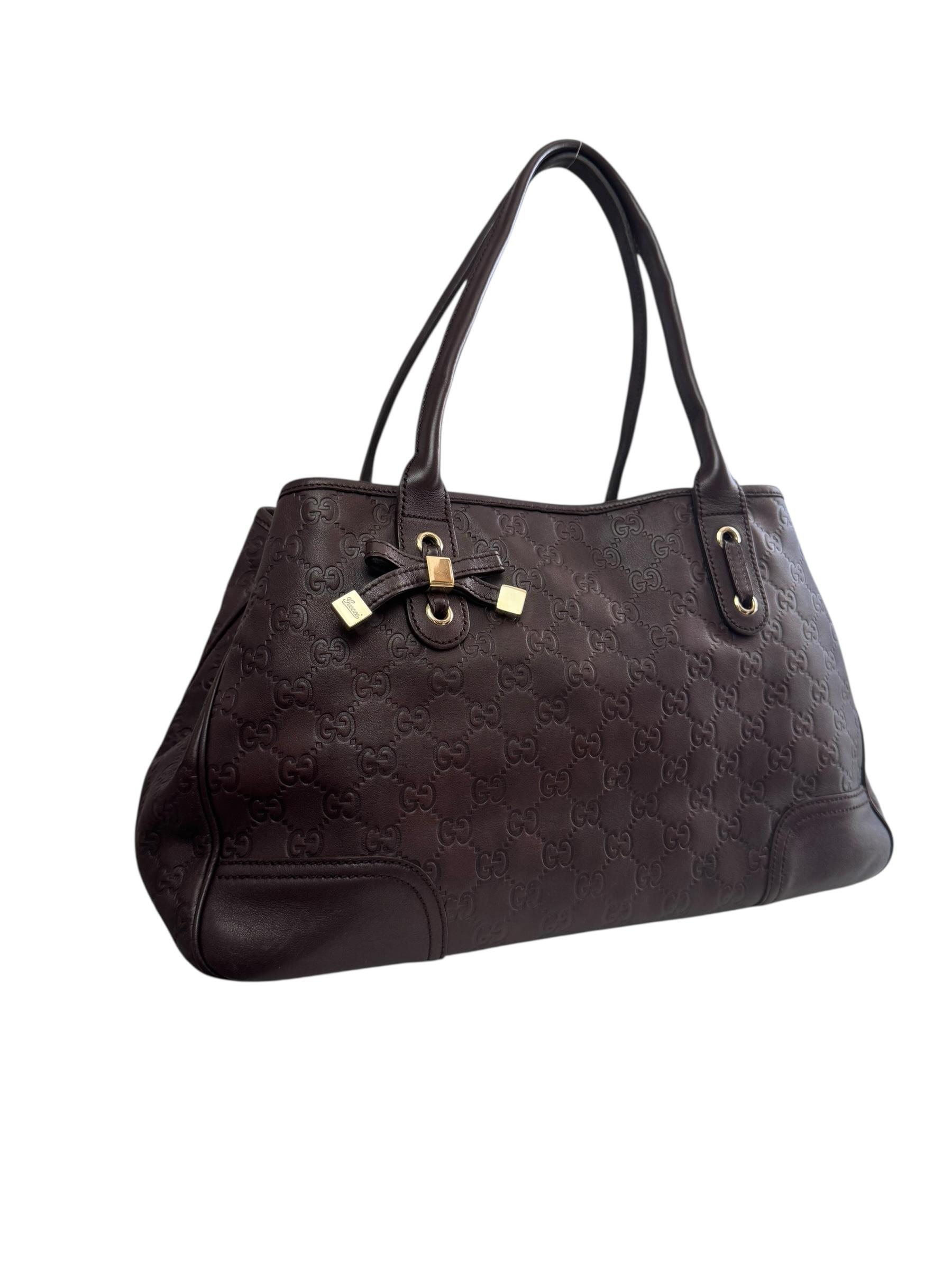 GUCCI DARK BROWN GUCCISIMA PRINCESS TOTE BAG