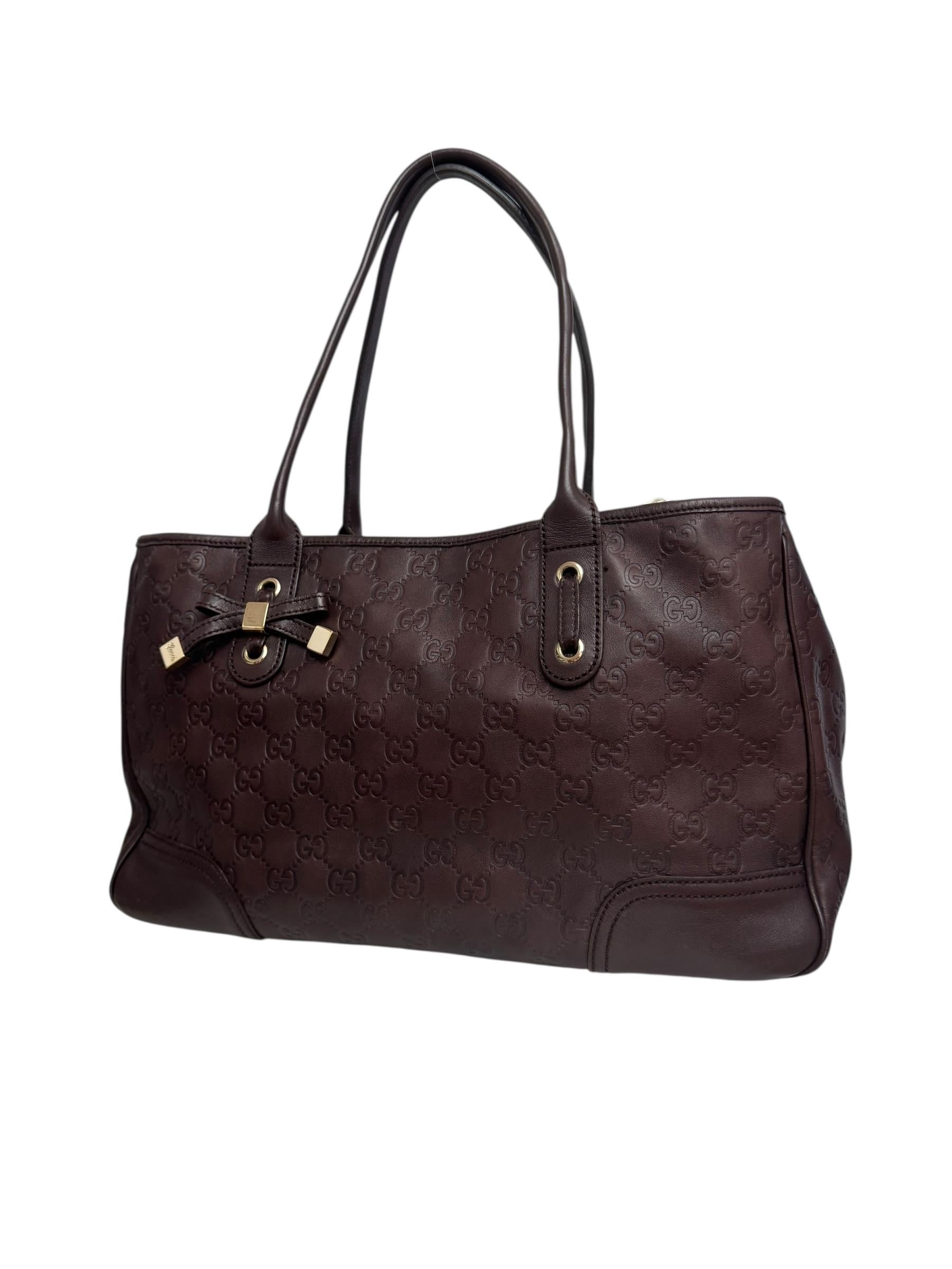 GUCCI DARK BROWN GUCCISIMA PRINCESS TOTE BAG