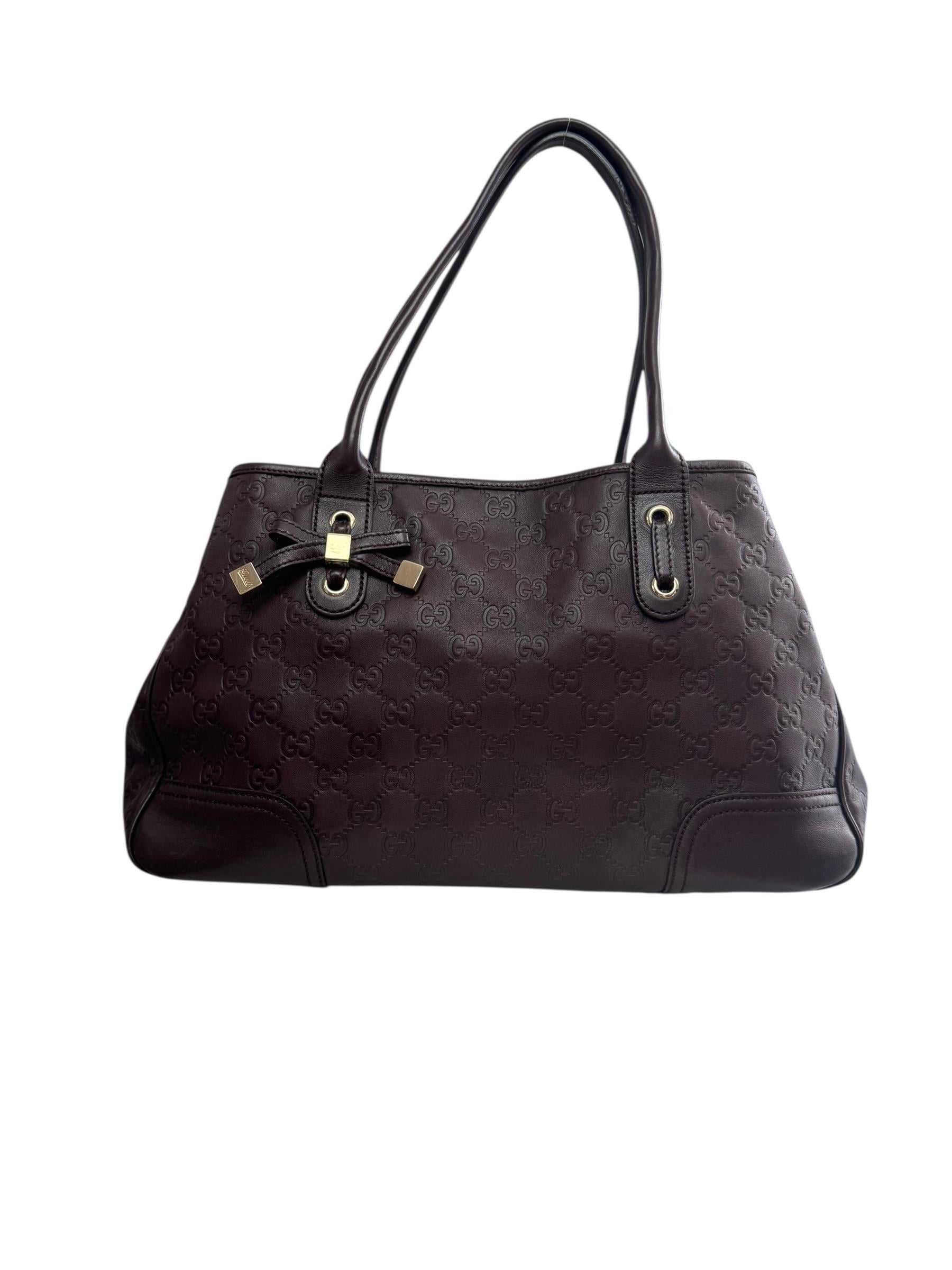 GUCCI DARK BROWN GUCCISIMA PRINCESS TOTE BAG