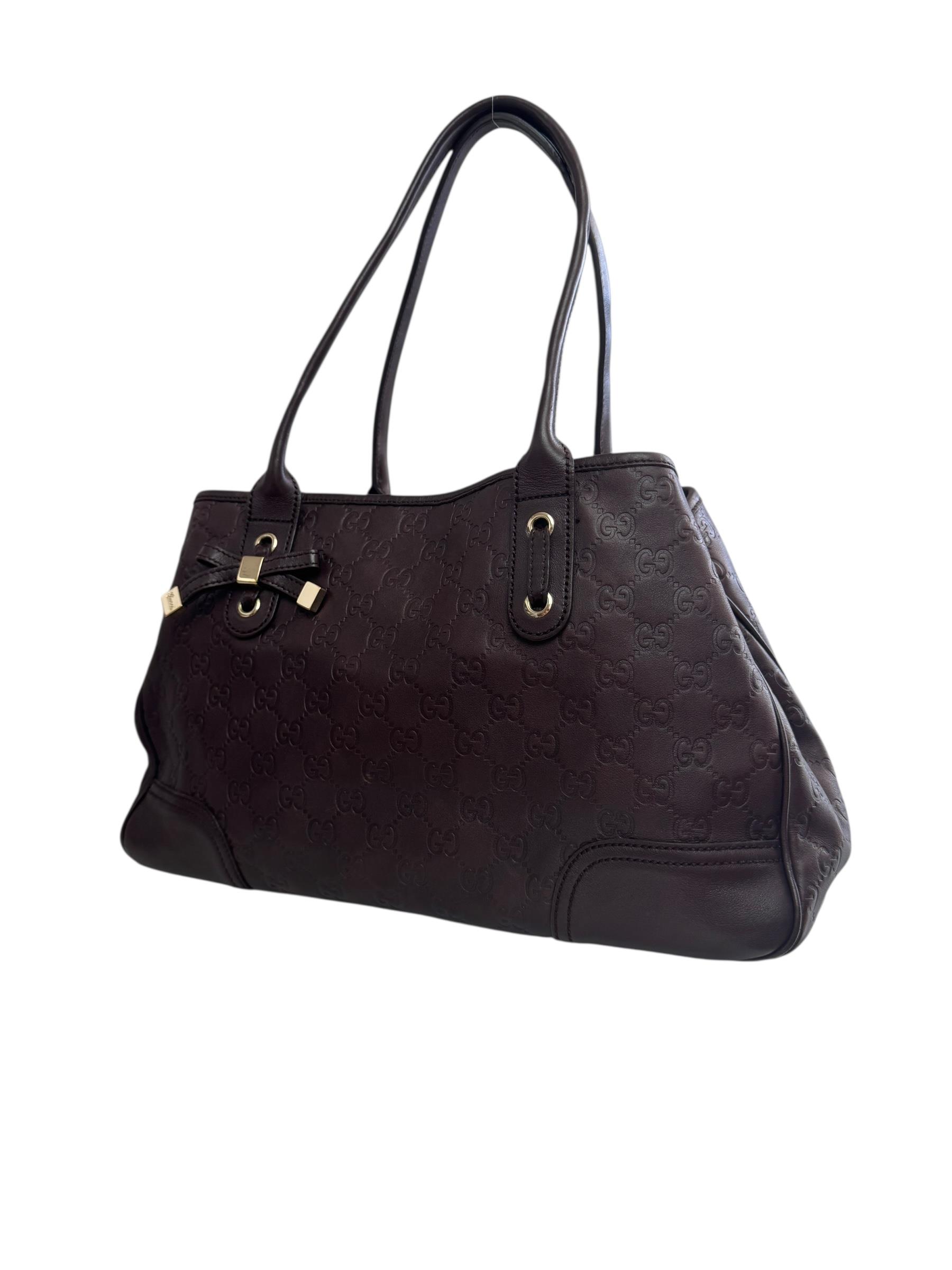 GUCCI DARK BROWN GUCCISIMA PRINCESS TOTE BAG