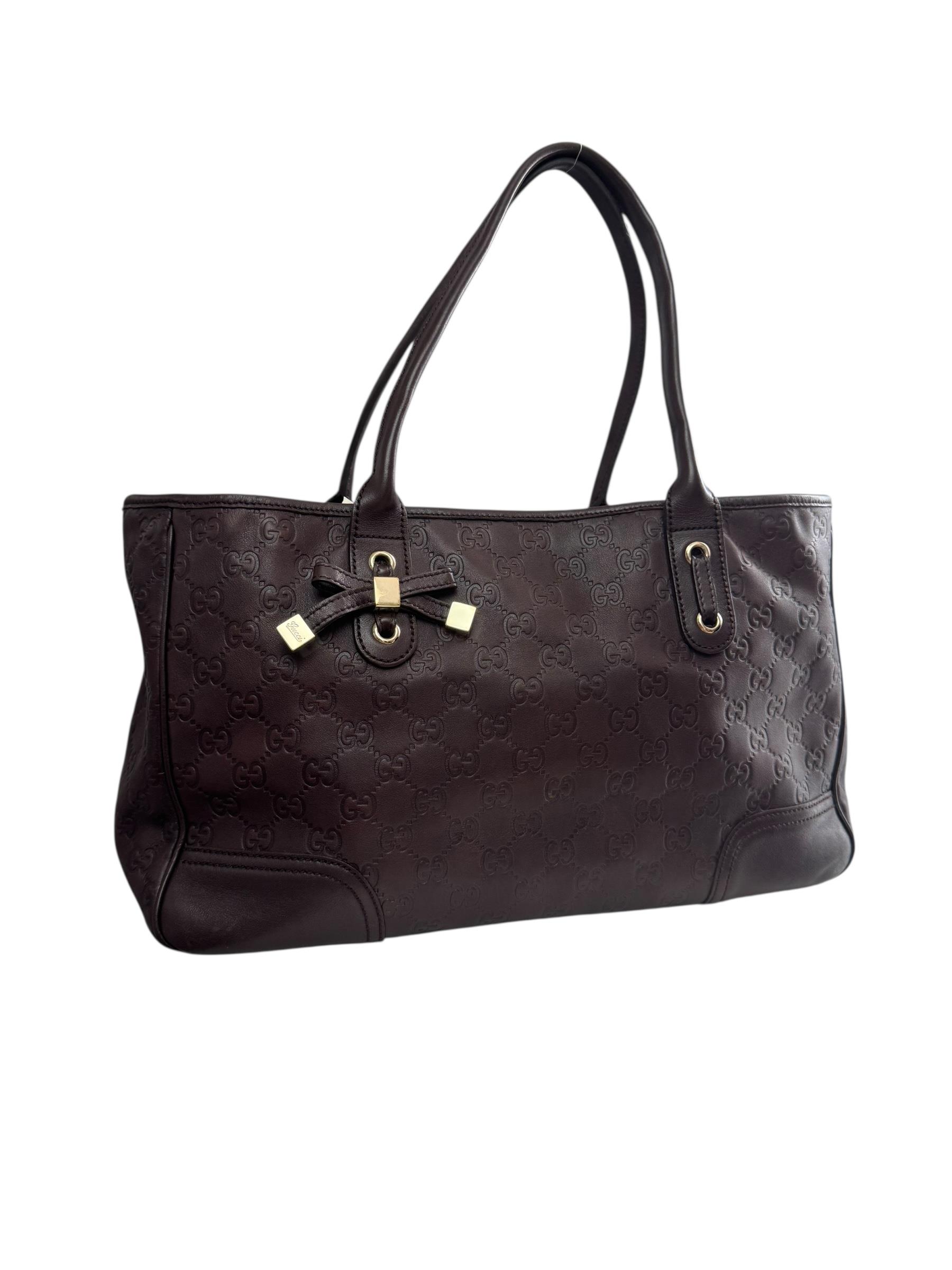 GUCCI DARK BROWN GUCCISIMA PRINCESS TOTE BAG