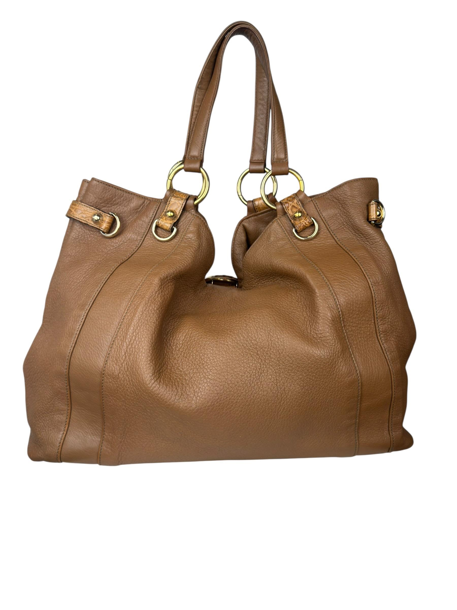 GUCCI G LOGO BROWN TOTE BAG