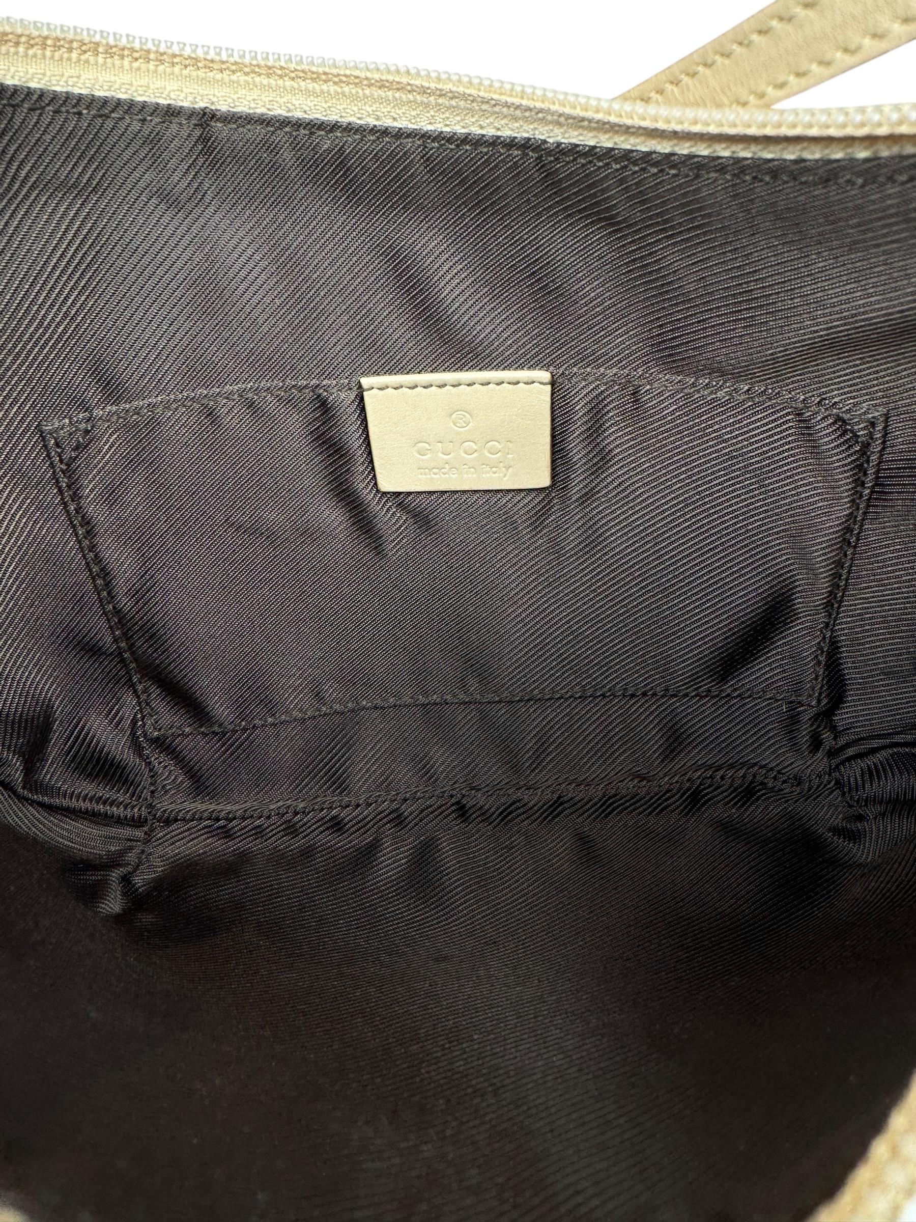GUCCI GG BEIGE CANVAS HALFMOON SHOULDER BAG