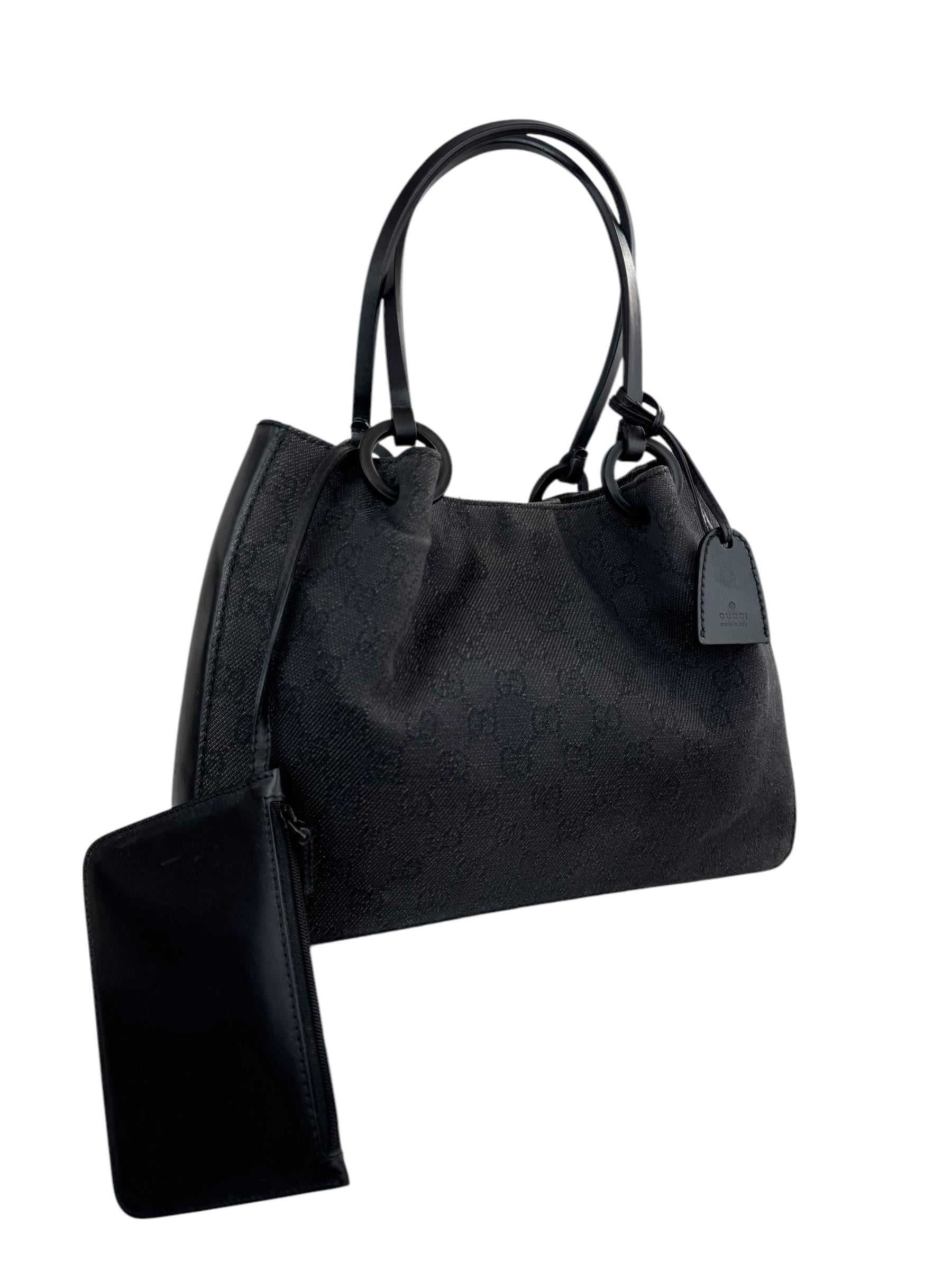 GUCCI GG BLACK CANVAS ÇANTA