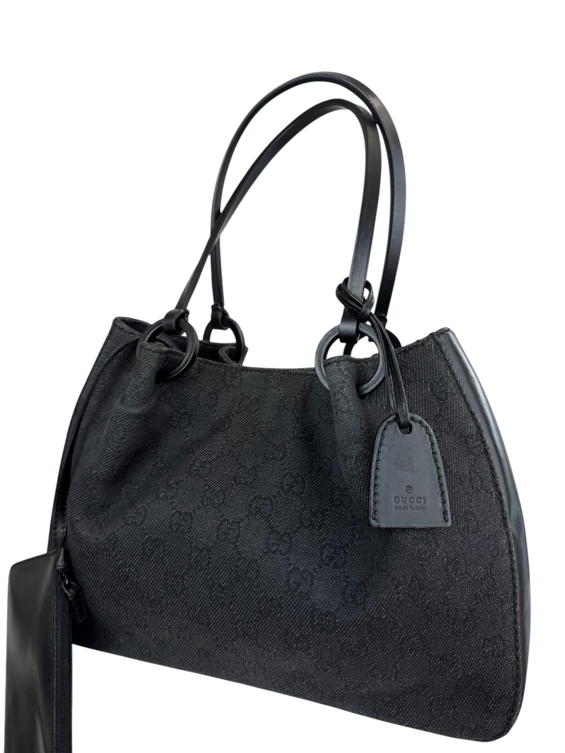 GUCCI GG BLACK CANVAS ÇANTA